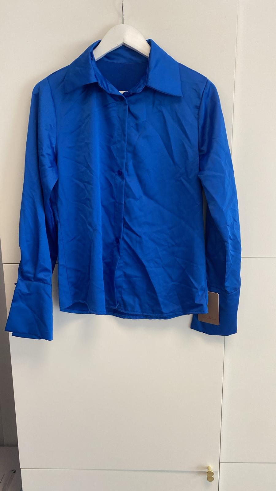 1 *DONE 10557 ROYAL BLUE SILKY SHIRT 10557-Oh Hello Clothing