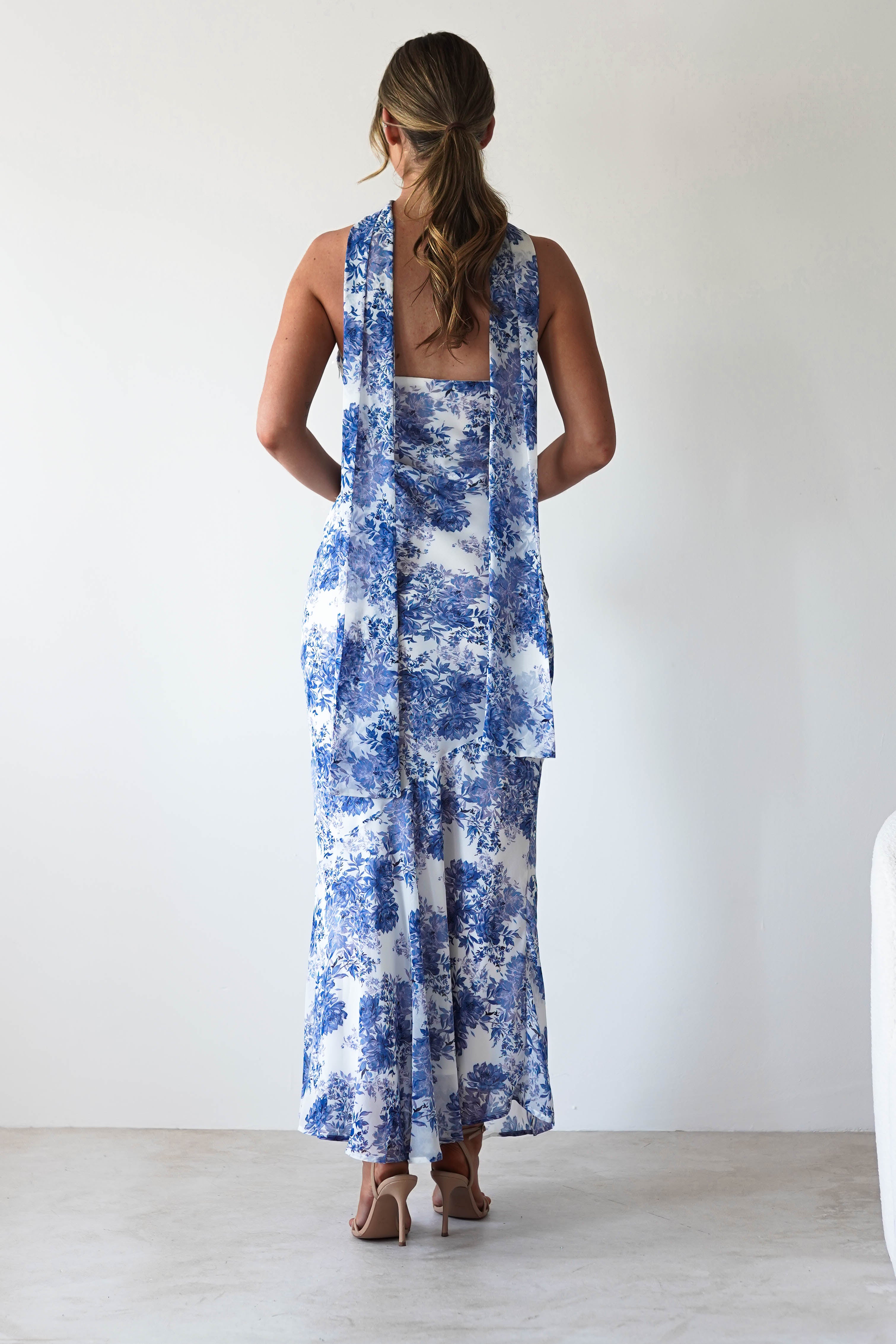 Charlene Floral Chiffon Maxi Dress Blue Print | Wedding Guest Dress | Maxi | Chiffon | Oh Hello Clothing