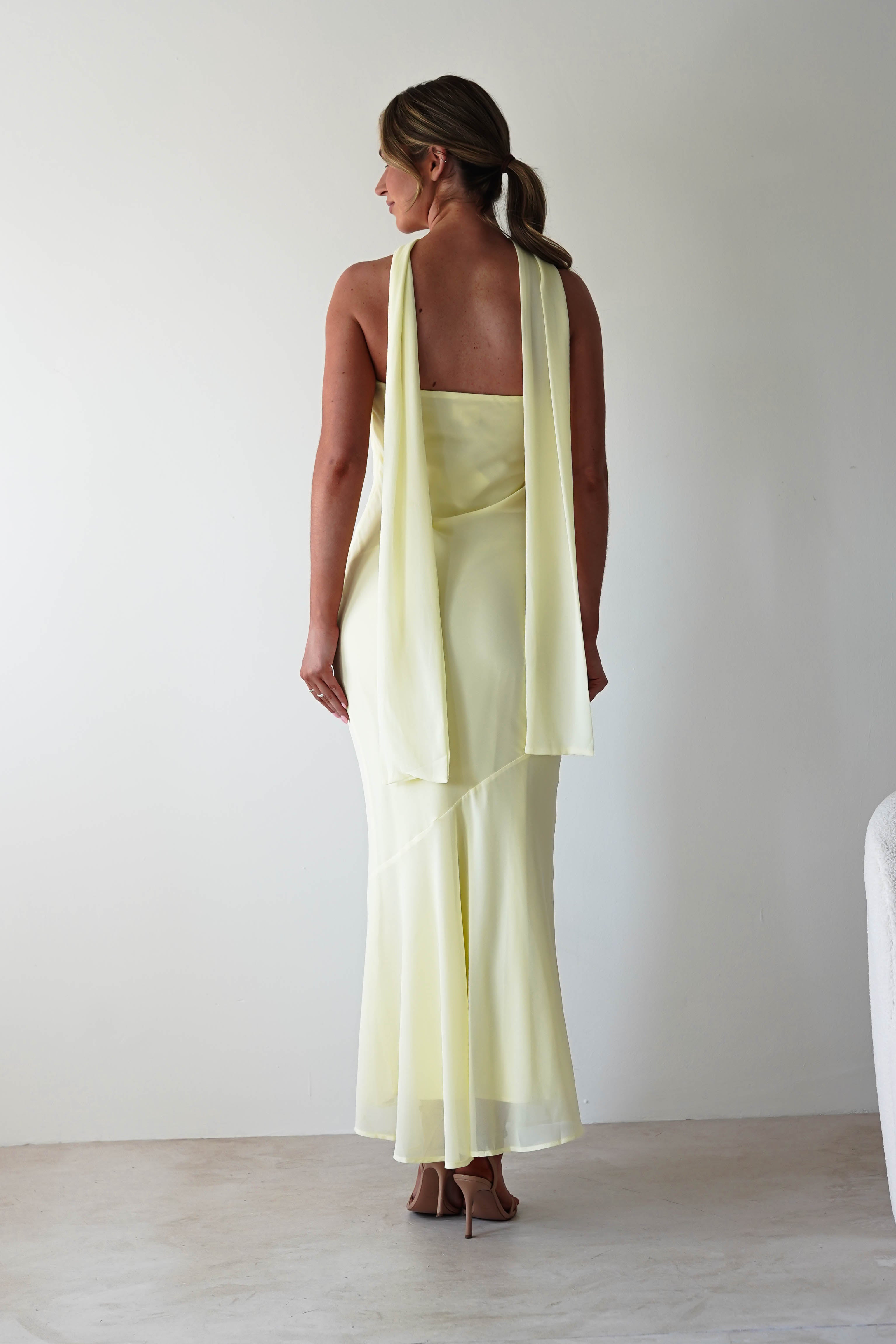 Carli Strapless Chiffon Maxi Dress Yellow | Wedding Guest Dress | Maxi | Chiffon | Oh Hello Clothing