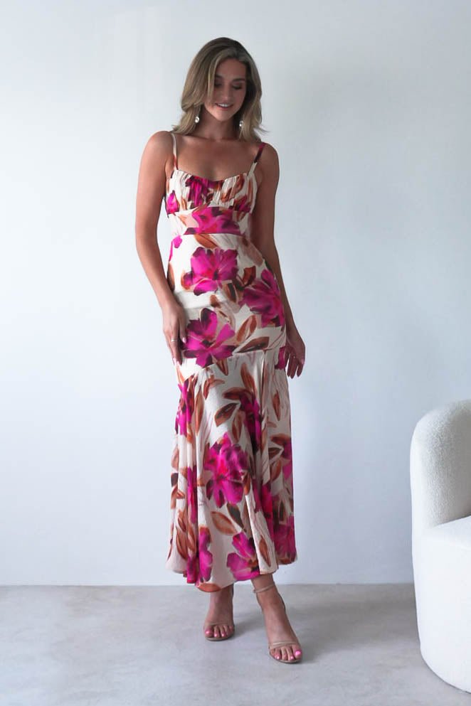 Amari Floral Print Midaxi Dress Mixed Print | Wedding Guest Dress | Oh Hello Clothing