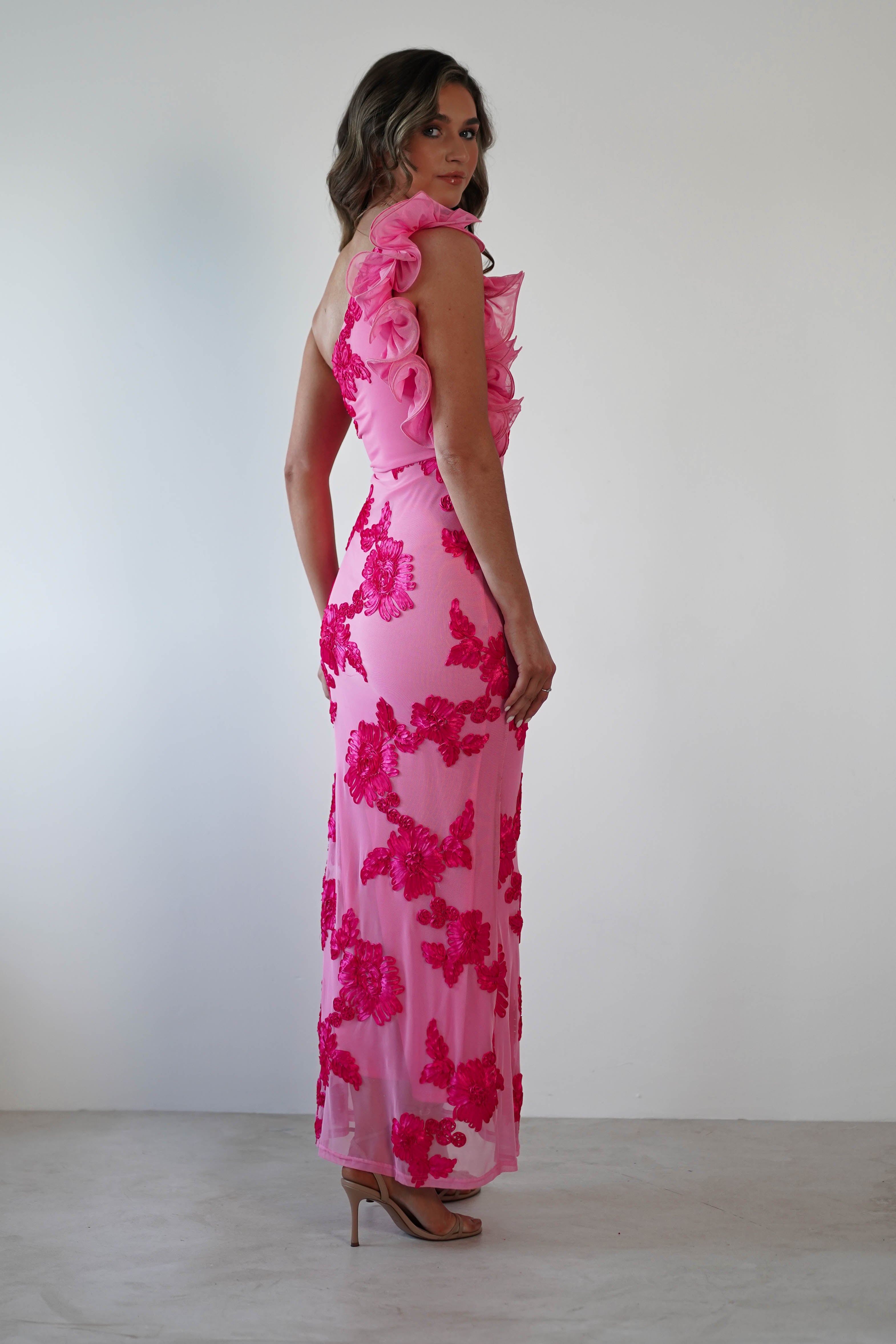 Sydney Bodycon Maxi Dress Pink Print | Wedding Guest Dress | Bodycon | Maxi | Oh Hello Clothing