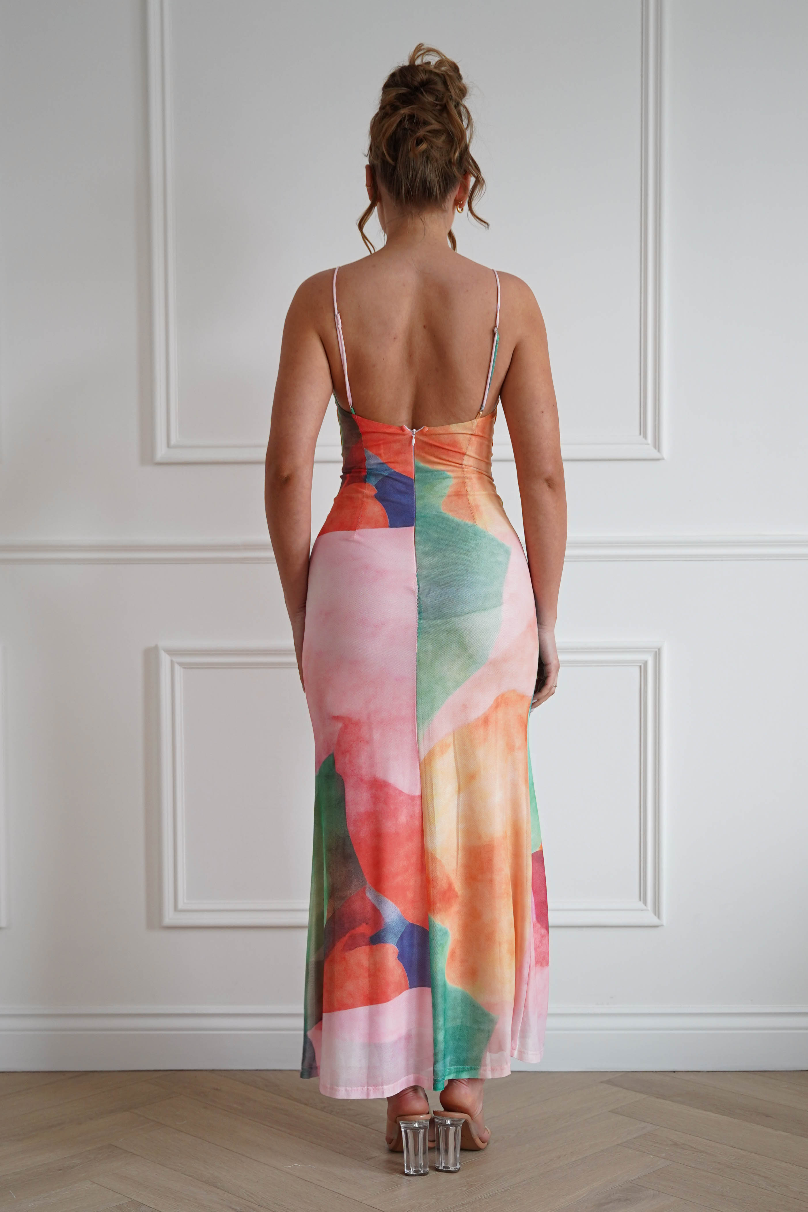 Oh Hello Clothing Dresses > Prom Dresses 1*DONE-64531D07-INDIKAH-ORANGE (MULTI) colour Cowl Neck Maxi Dress