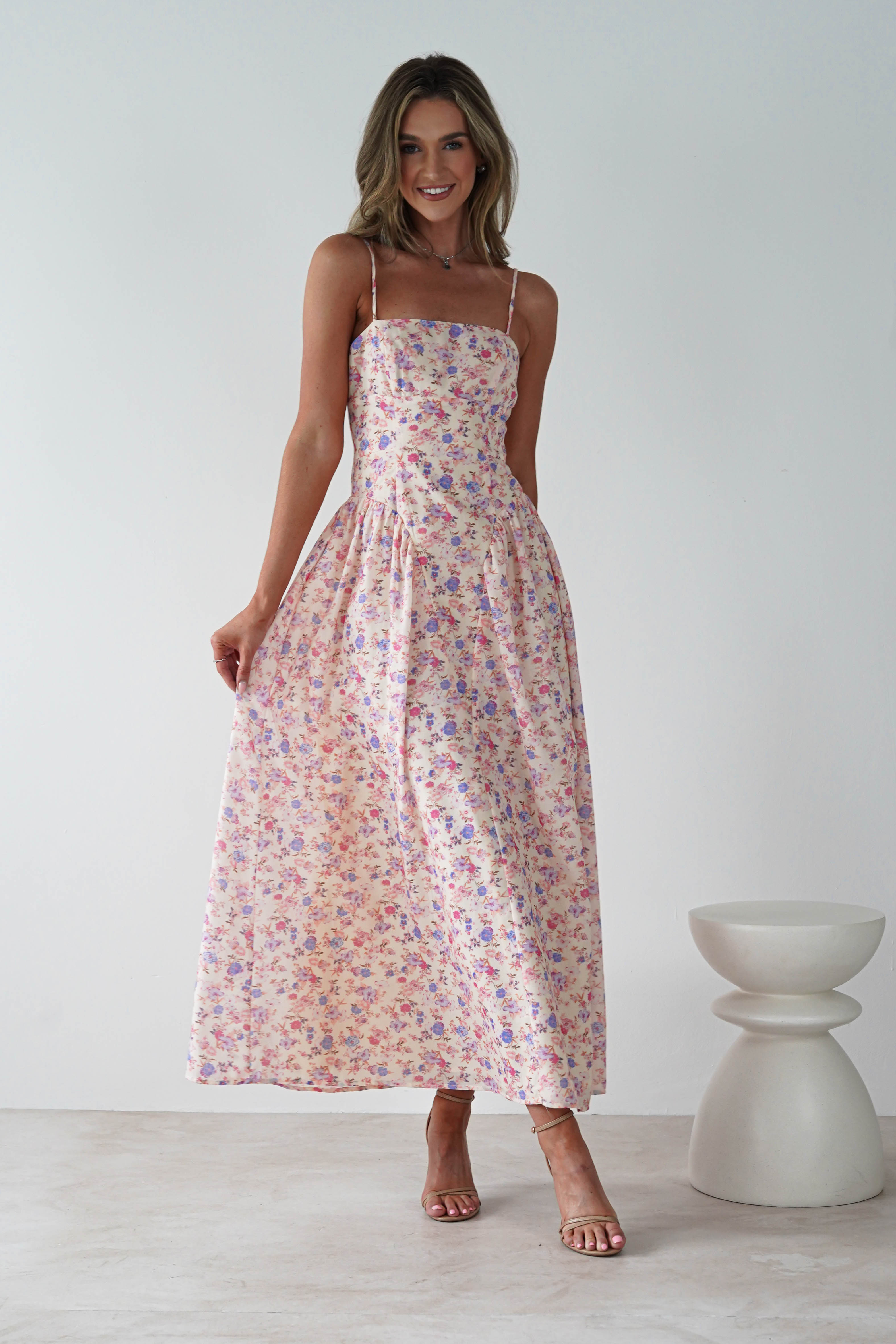 Elodie Floral Print Maxi Dress Cream | Wedding Guest Dress | Maxi | Oh Hello Clothing