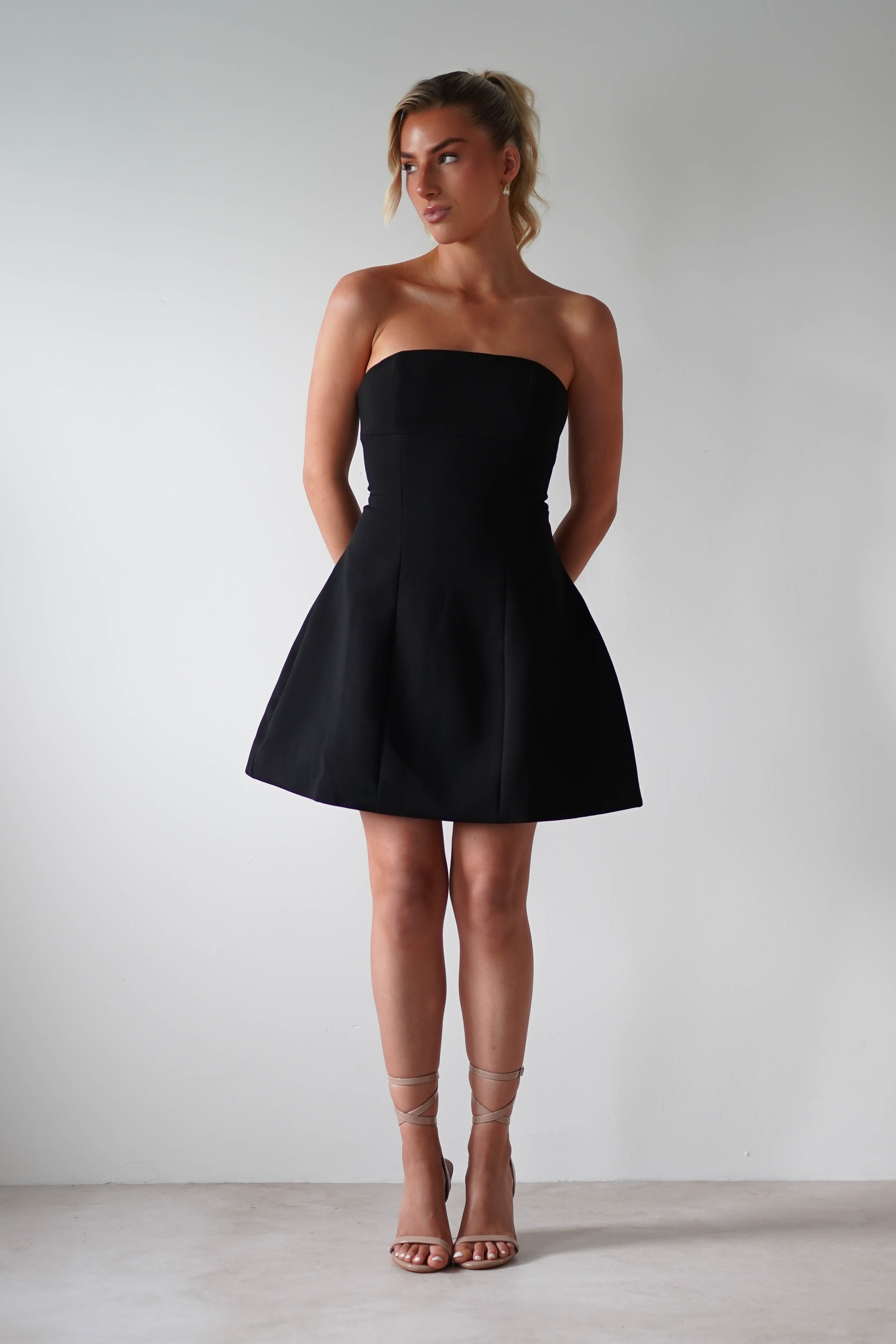 Miley Structured Mini Dress Black | Wedding Guest Dress | Oh Hello Clothing