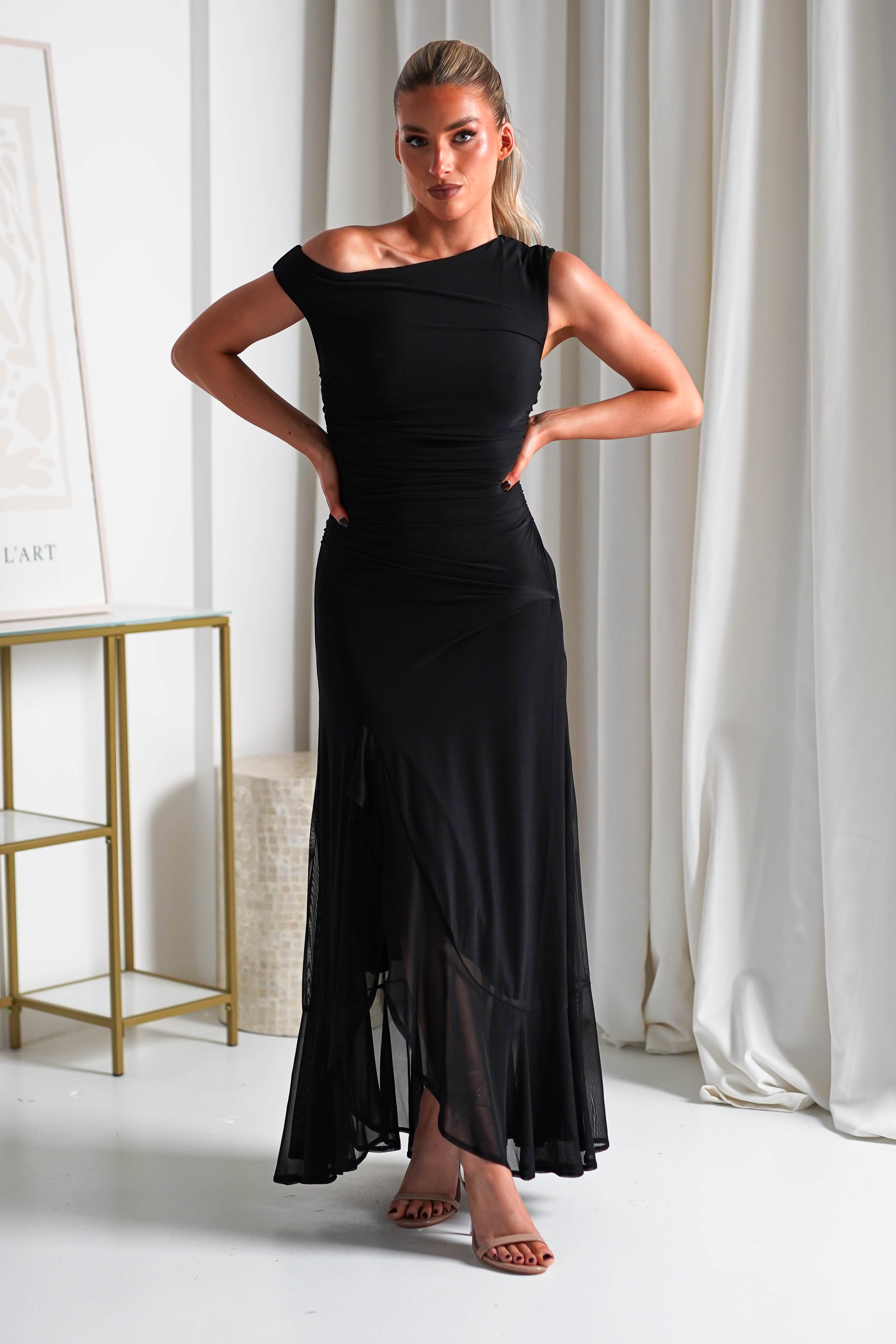 Cellinna Mesh Maxi Dress Black | Wedding Guest Dress | Maxi | Mesh | Oh Hello Clothing