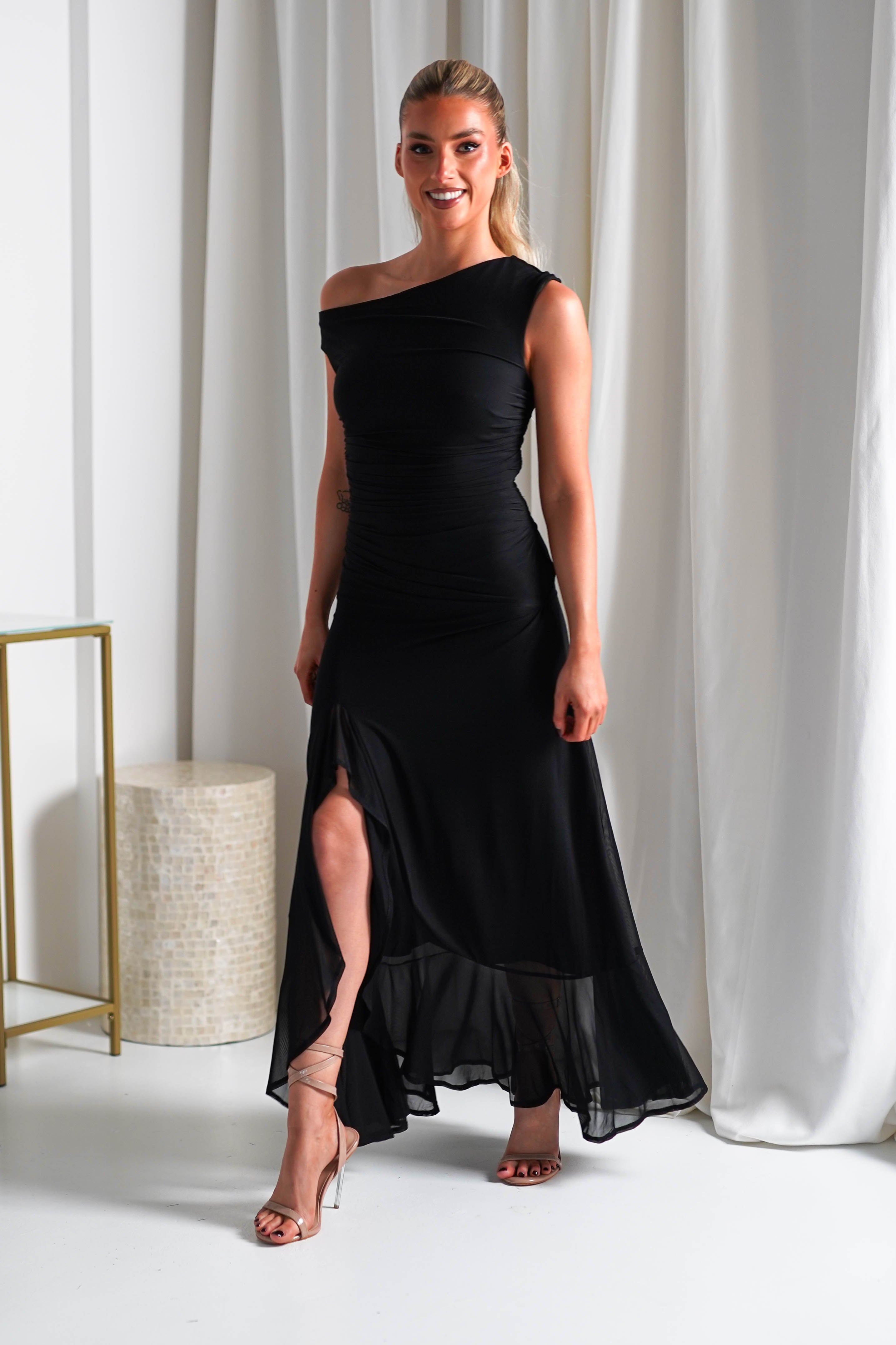 Cellinna Mesh Maxi Dress Black | Wedding Guest Dress | Maxi | Mesh | Oh Hello Clothing
