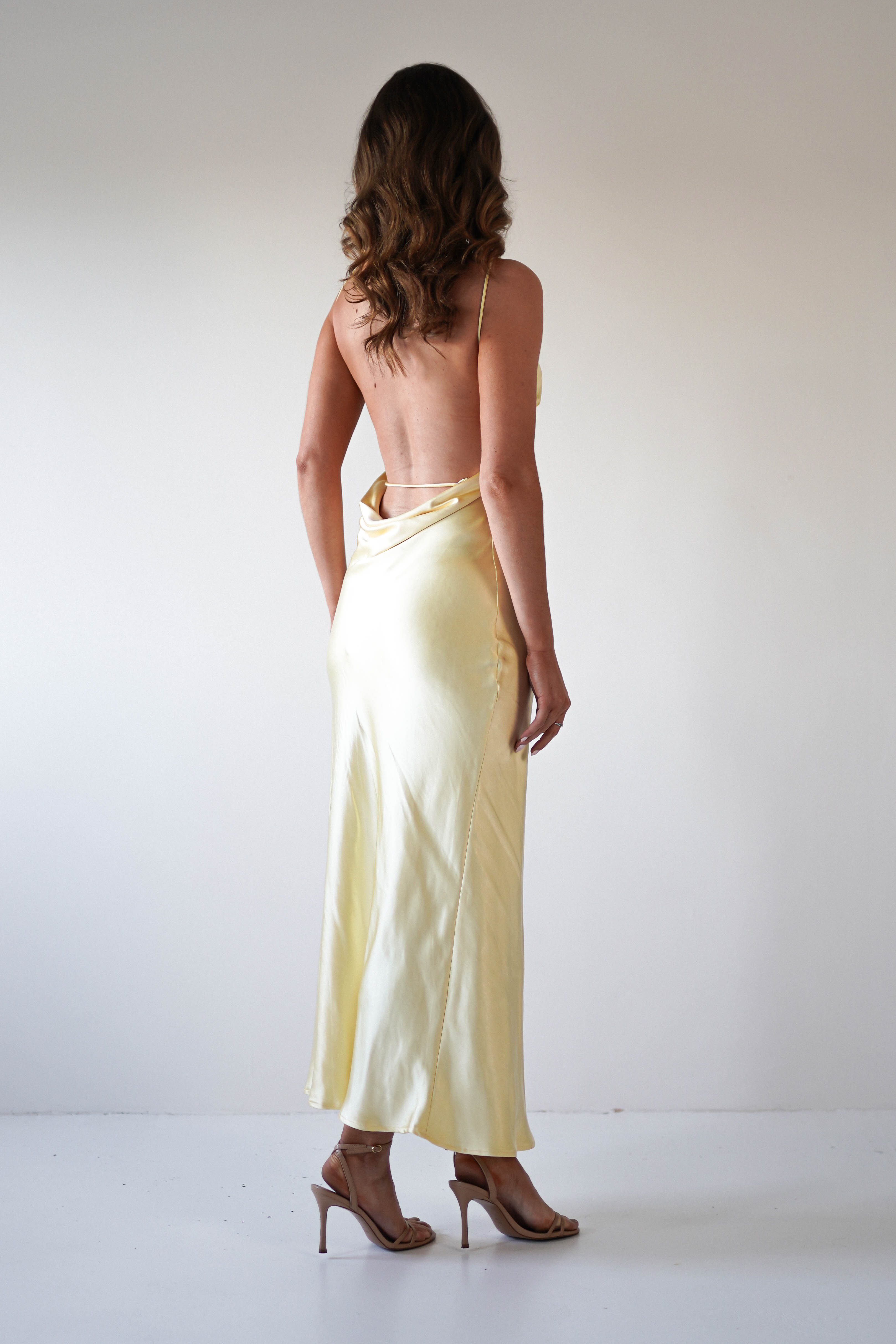 Bayleigh Soft Satin Maxi Dress Yellow | Wedding Guest Dress | Maxi | Satin | Oh Hello Clothing