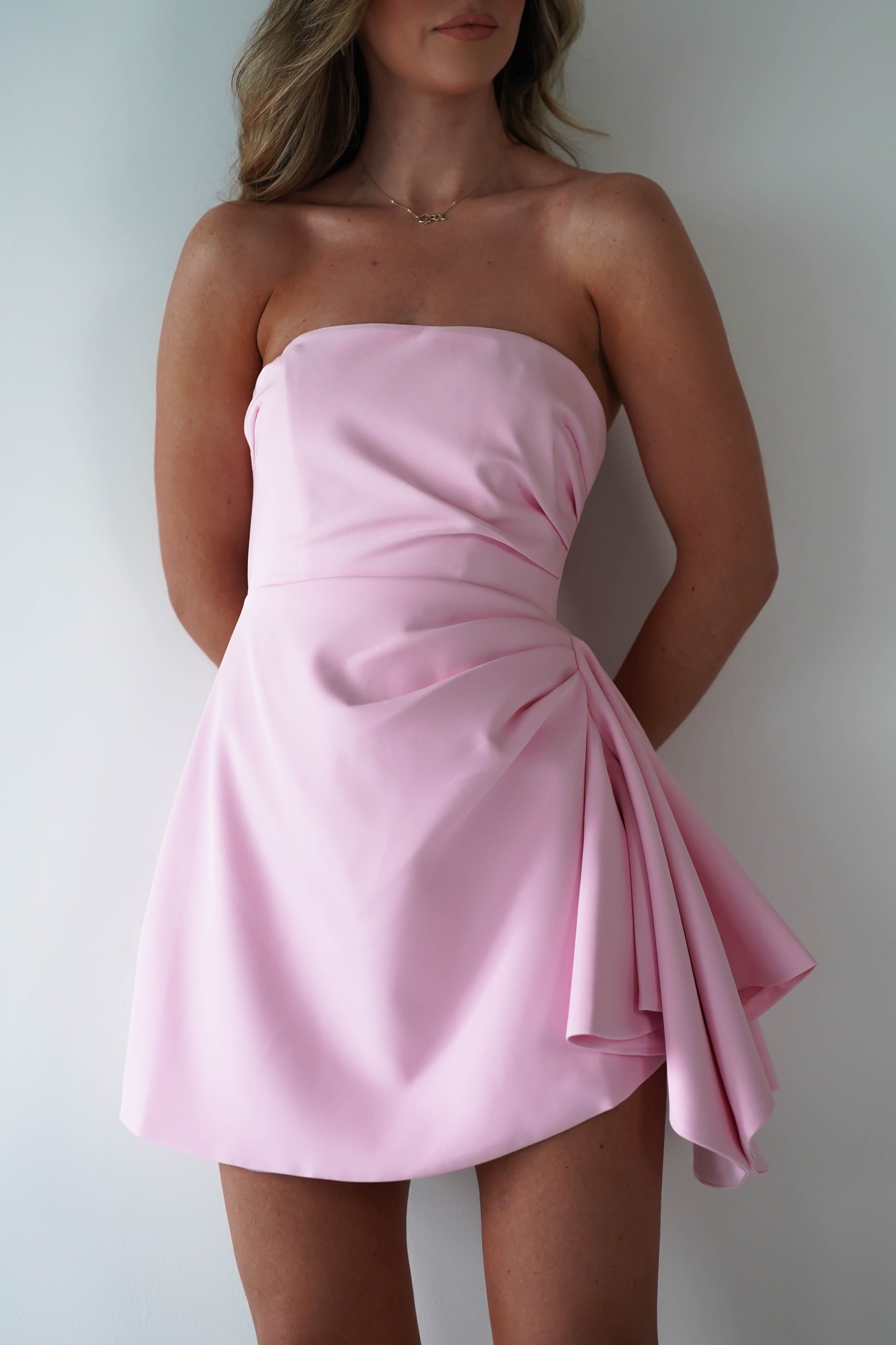 Quinta Strapless Mini Dress Pink | Wedding Guest Dress | Oh Hello Clothing