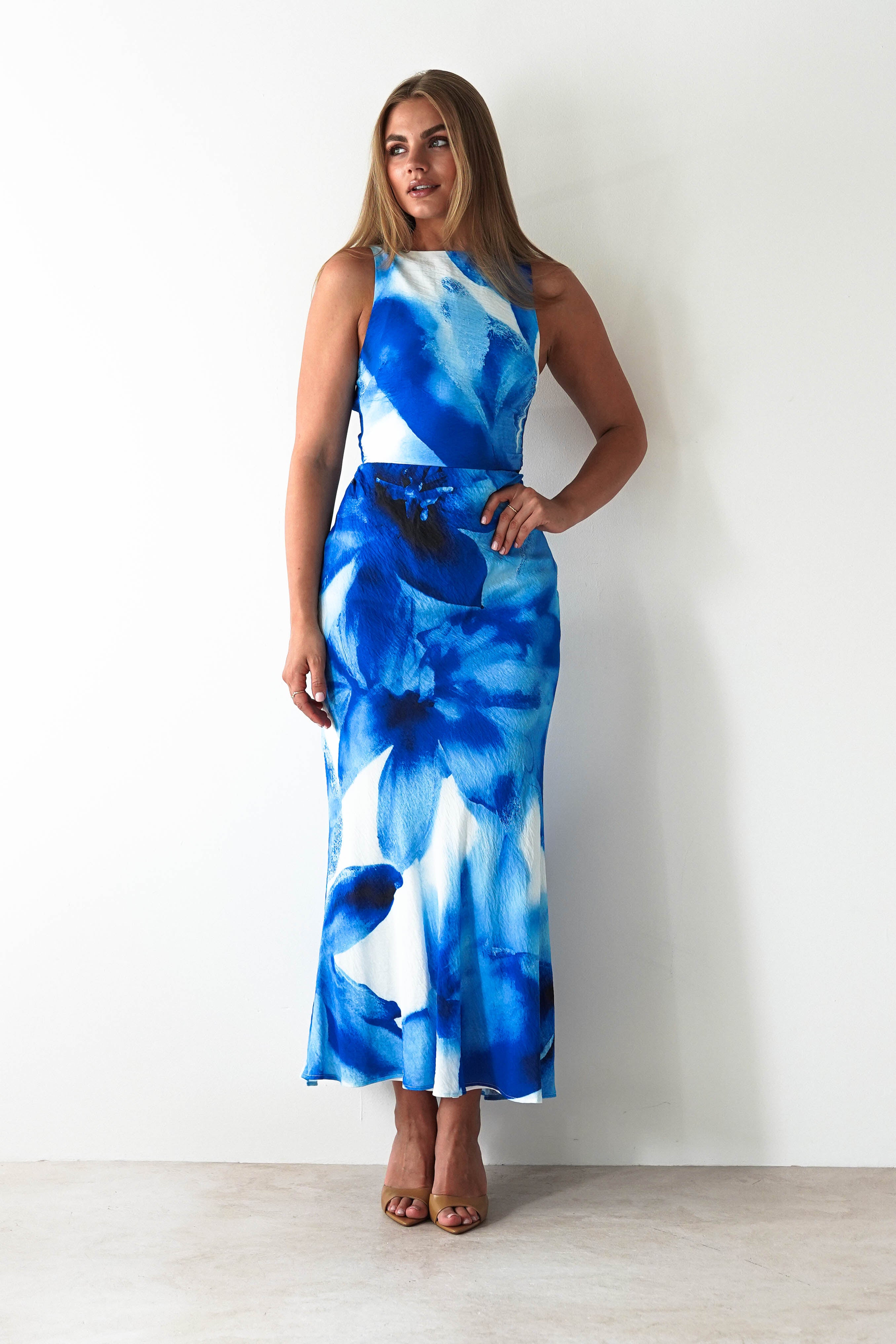Ellarose Square Neck Maxi Dress Blue Print | Wedding Guest Dress | Square Neck | Maxi | Oh Hello Clothing