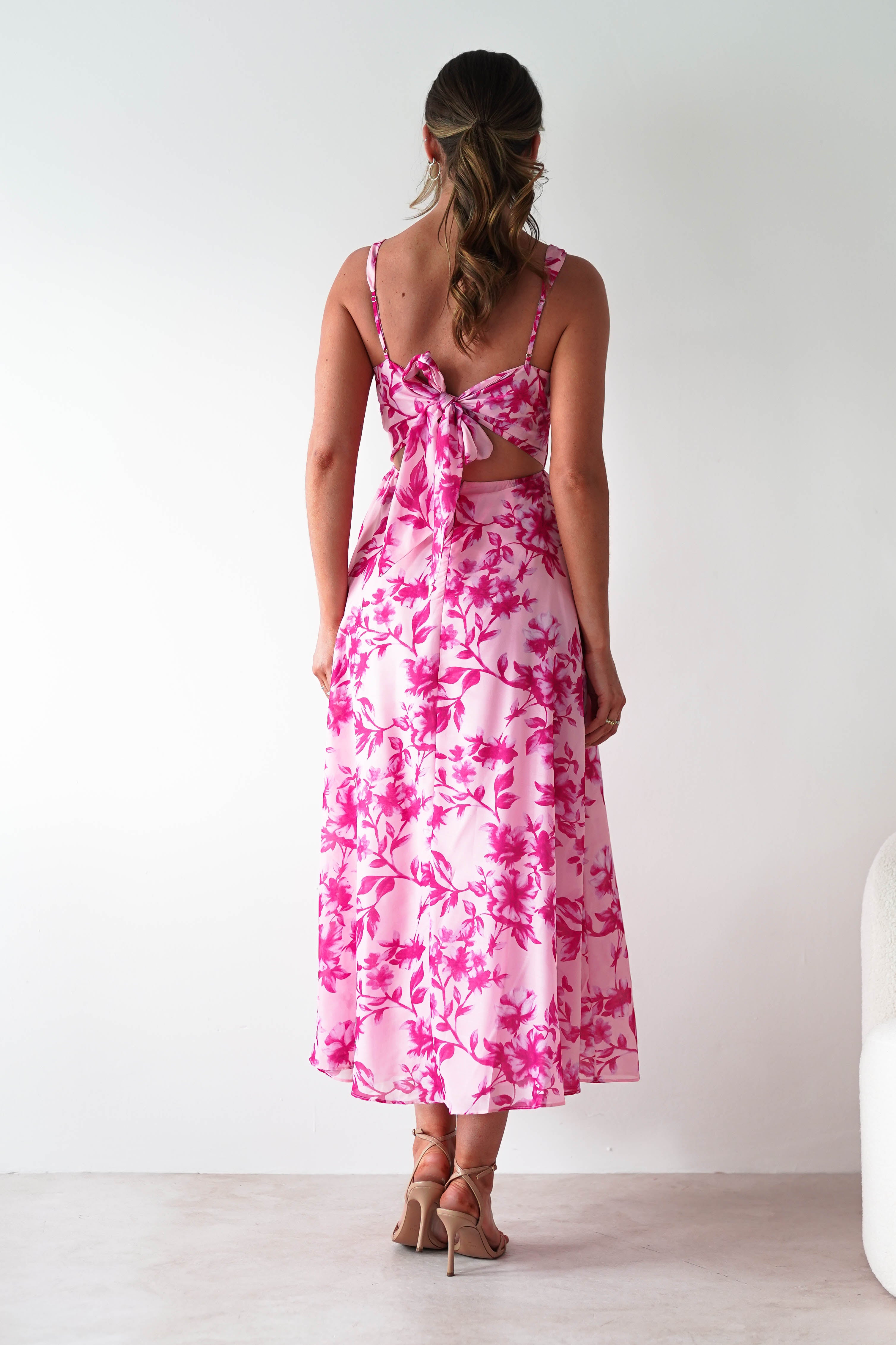 Maisie Floral Skater Maxi Dress Pink | Wedding Guest Dress | Maxi | Skater | Oh Hello Clothing