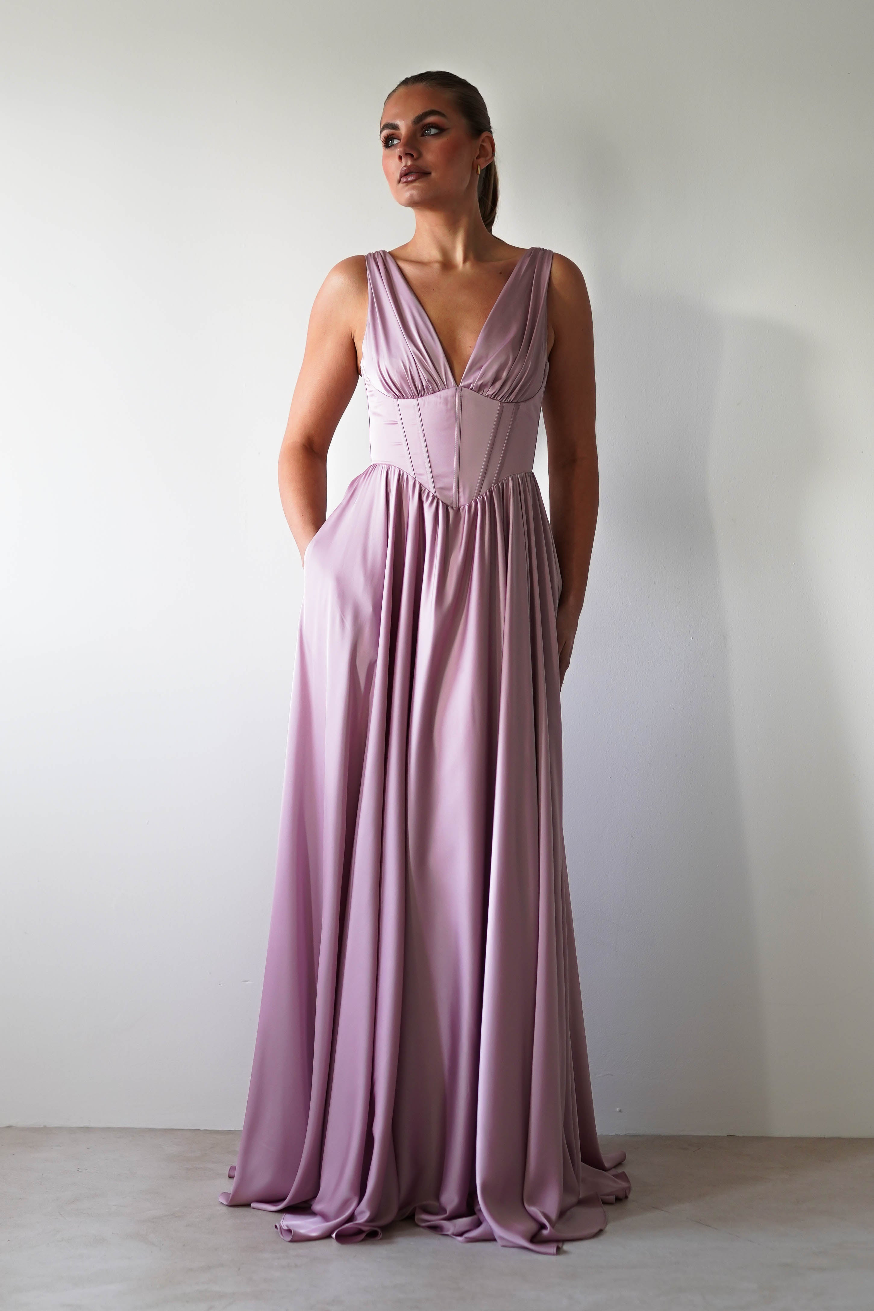 Scarlette Soft Satin Maxi Gown | Mauve | Debs & Prom | Formal Gown | Oh Hello Clothing