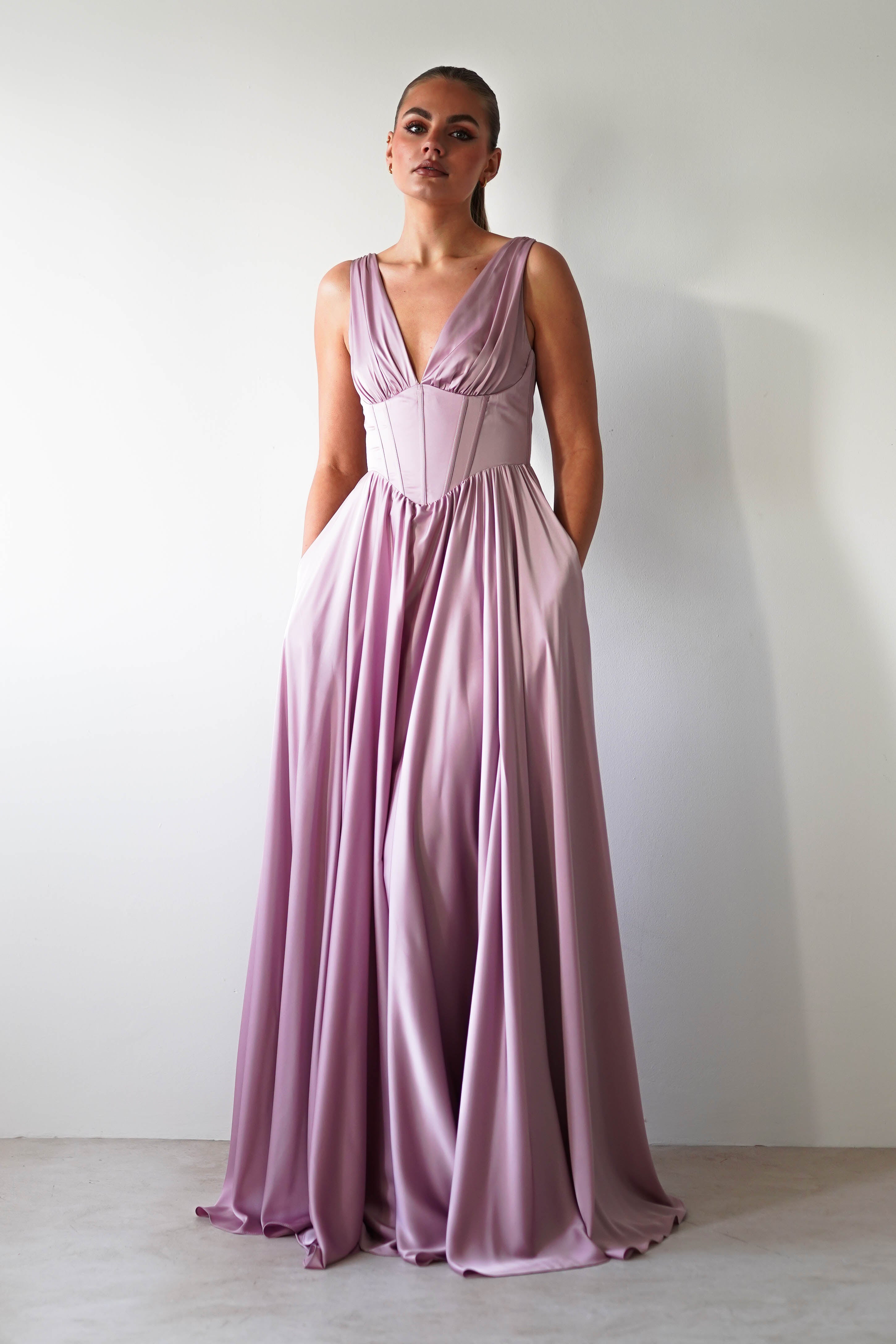 Scarlette Soft Satin Maxi Gown | Mauve | Debs & Prom | Formal Gown | Oh Hello Clothing