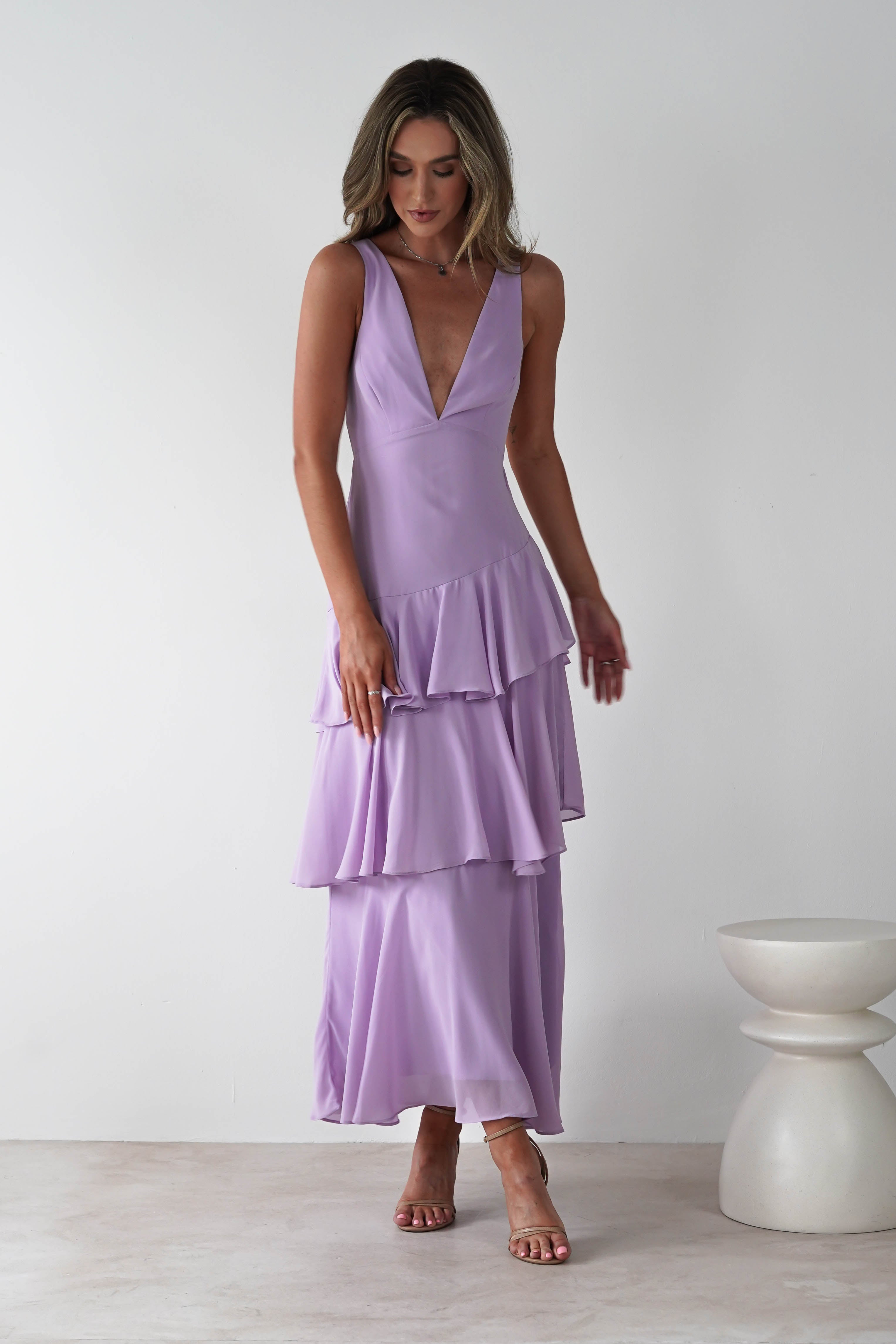 Andalusia Ruffle Maxi Dress Lilac | Wedding Guest Dress | Maxi | Oh Hello Clothing