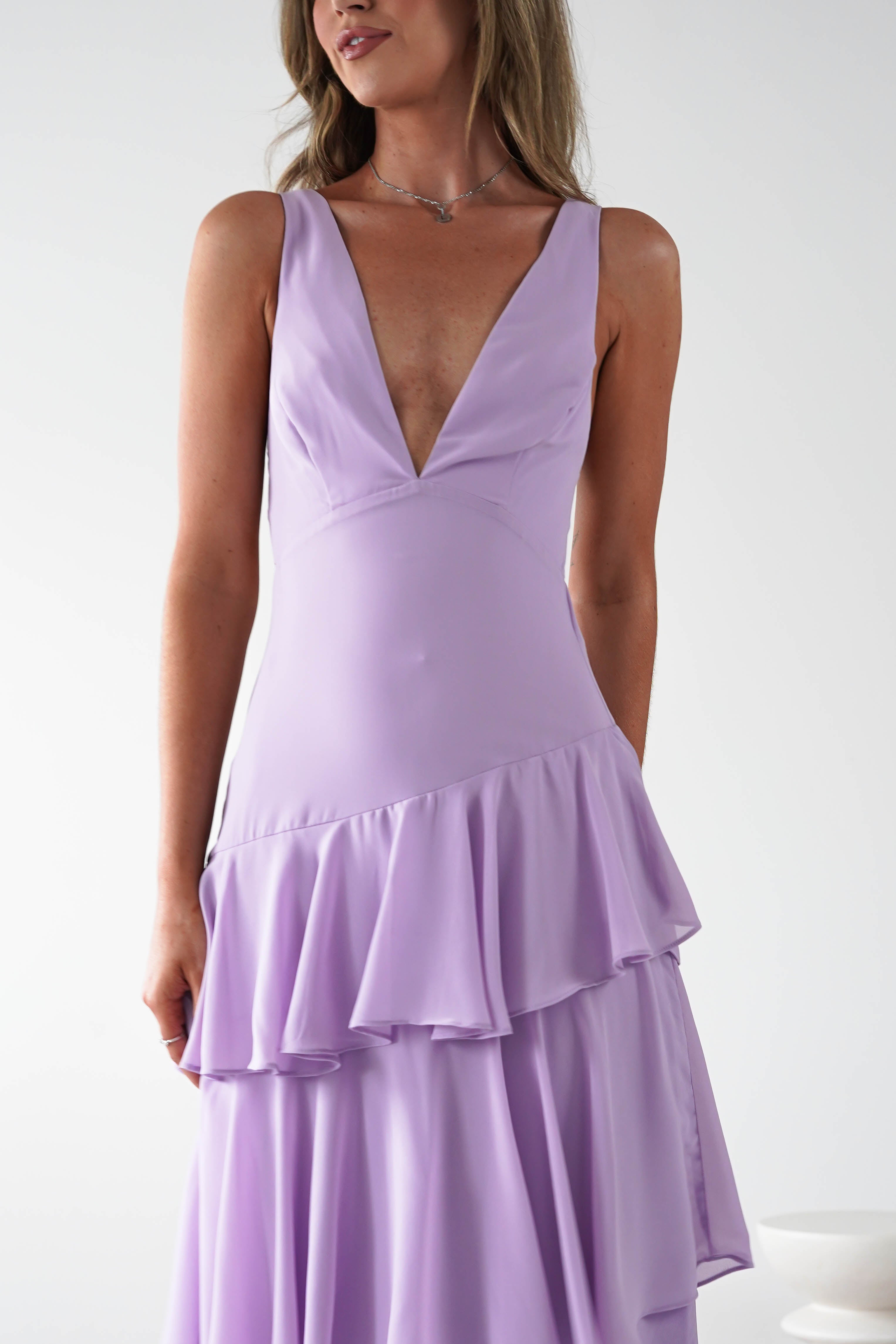 Andalusia Ruffle Maxi Dress Lilac | Wedding Guest Dress | Maxi | Oh Hello Clothing