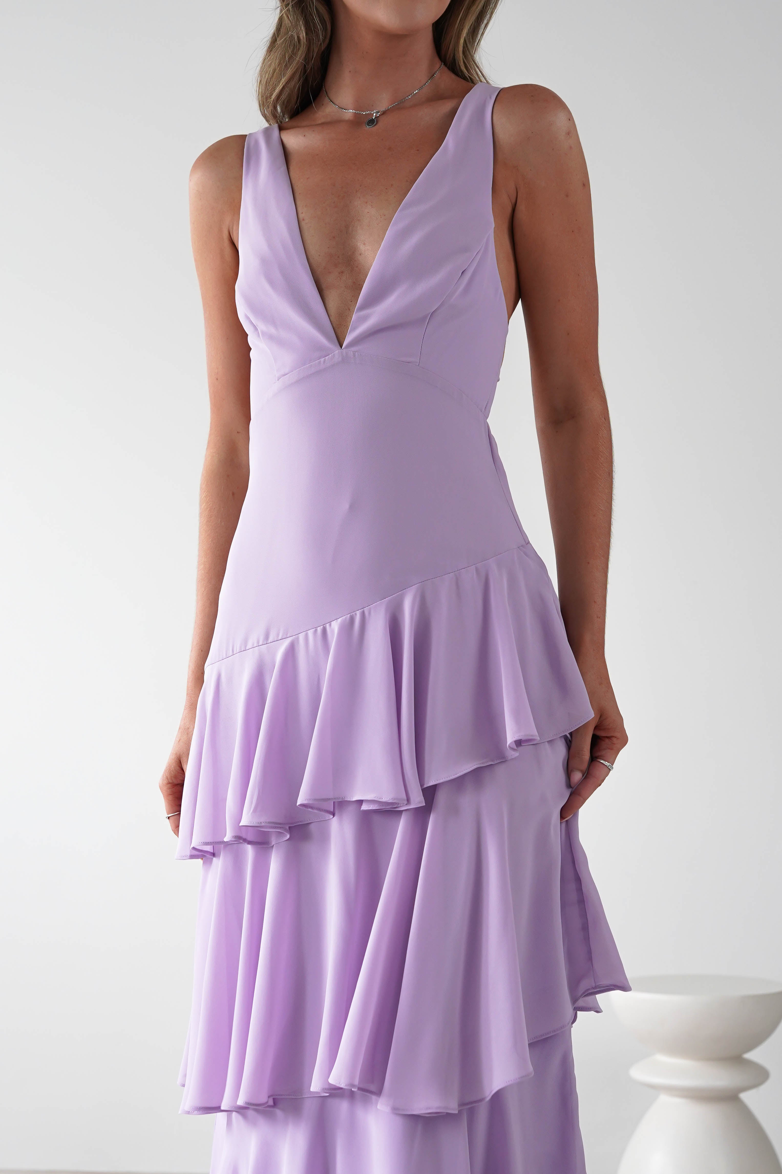 Andalusia Ruffle Maxi Dress Lilac | Wedding Guest Dress | Maxi | Oh Hello Clothing