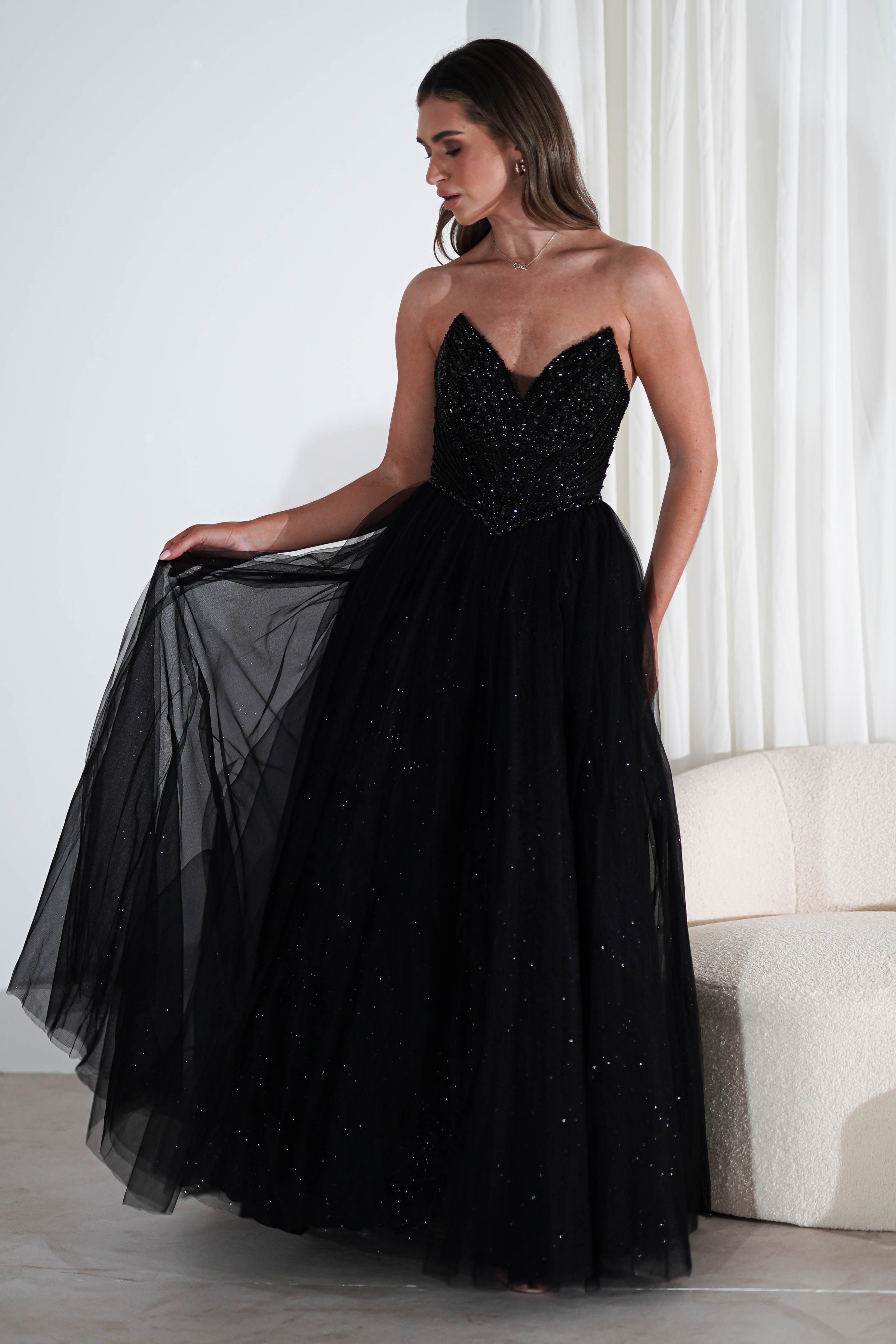 Priscilla Princess Glitter Gown | Black | Debs & Prom | Formal Gown | Oh Hello Clothing