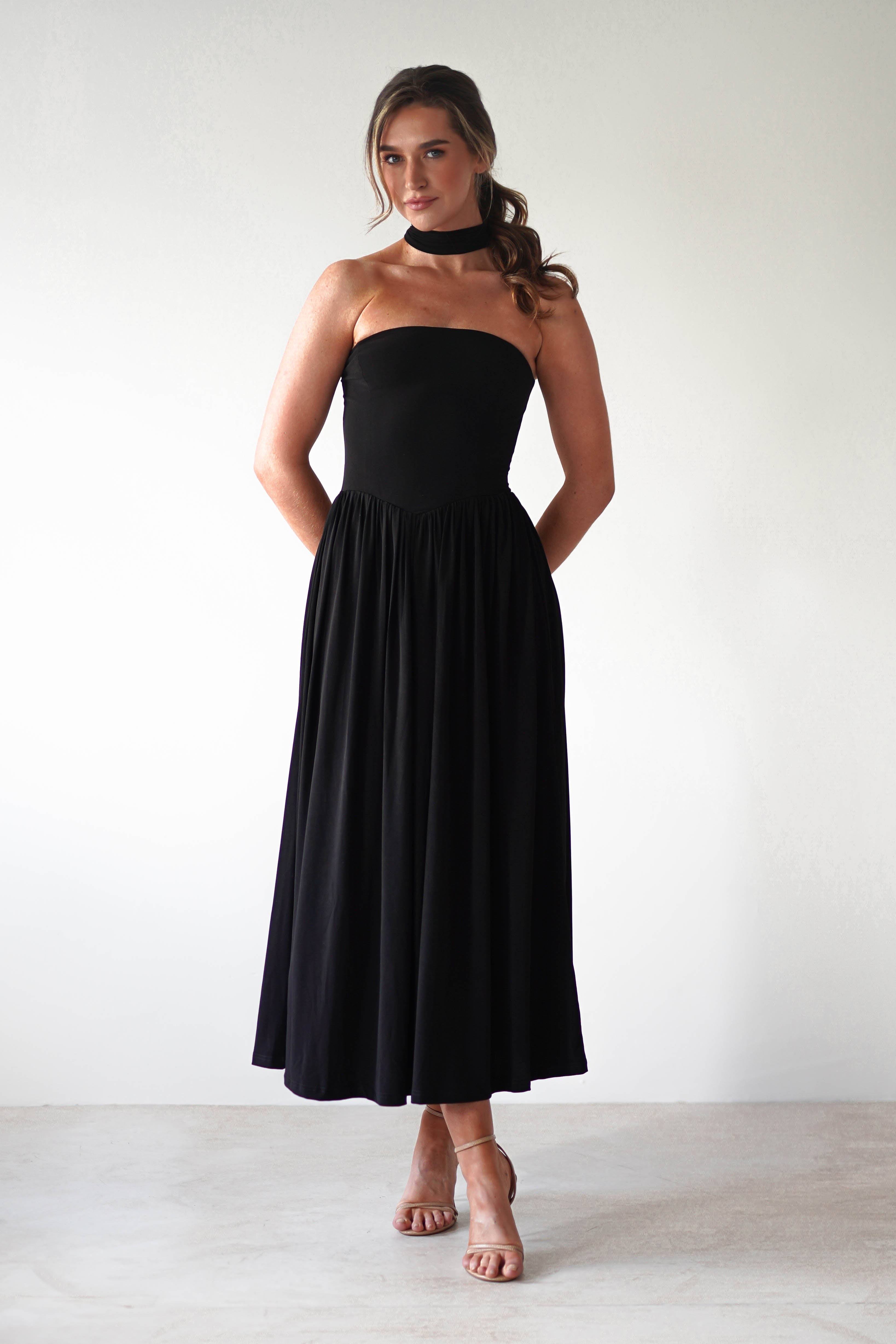 Portugal Midaxi Dress Black | Wedding Guest Dress | Oh Hello Clothing