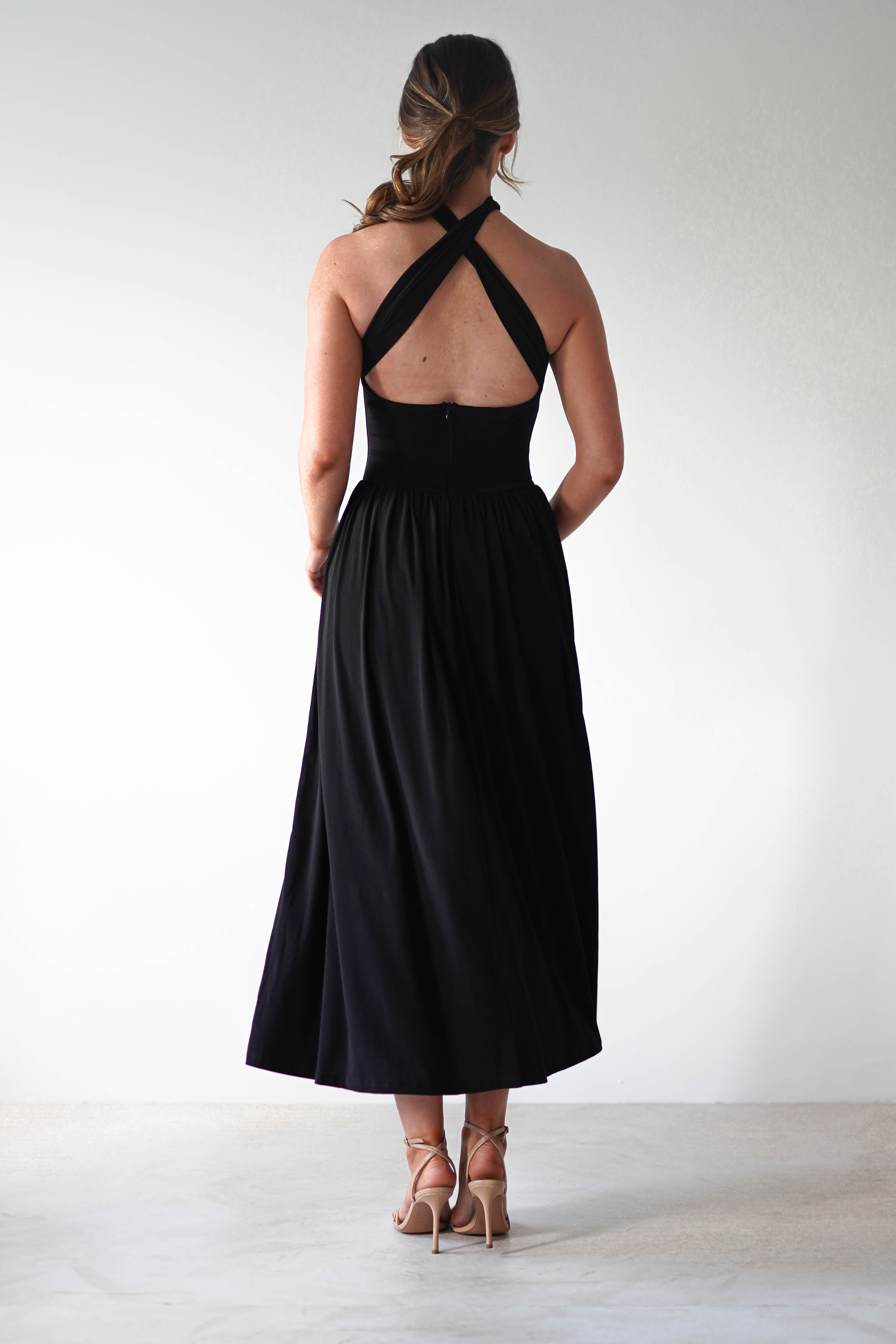 Portugal Midaxi Dress Black | Wedding Guest Dress | Oh Hello Clothing