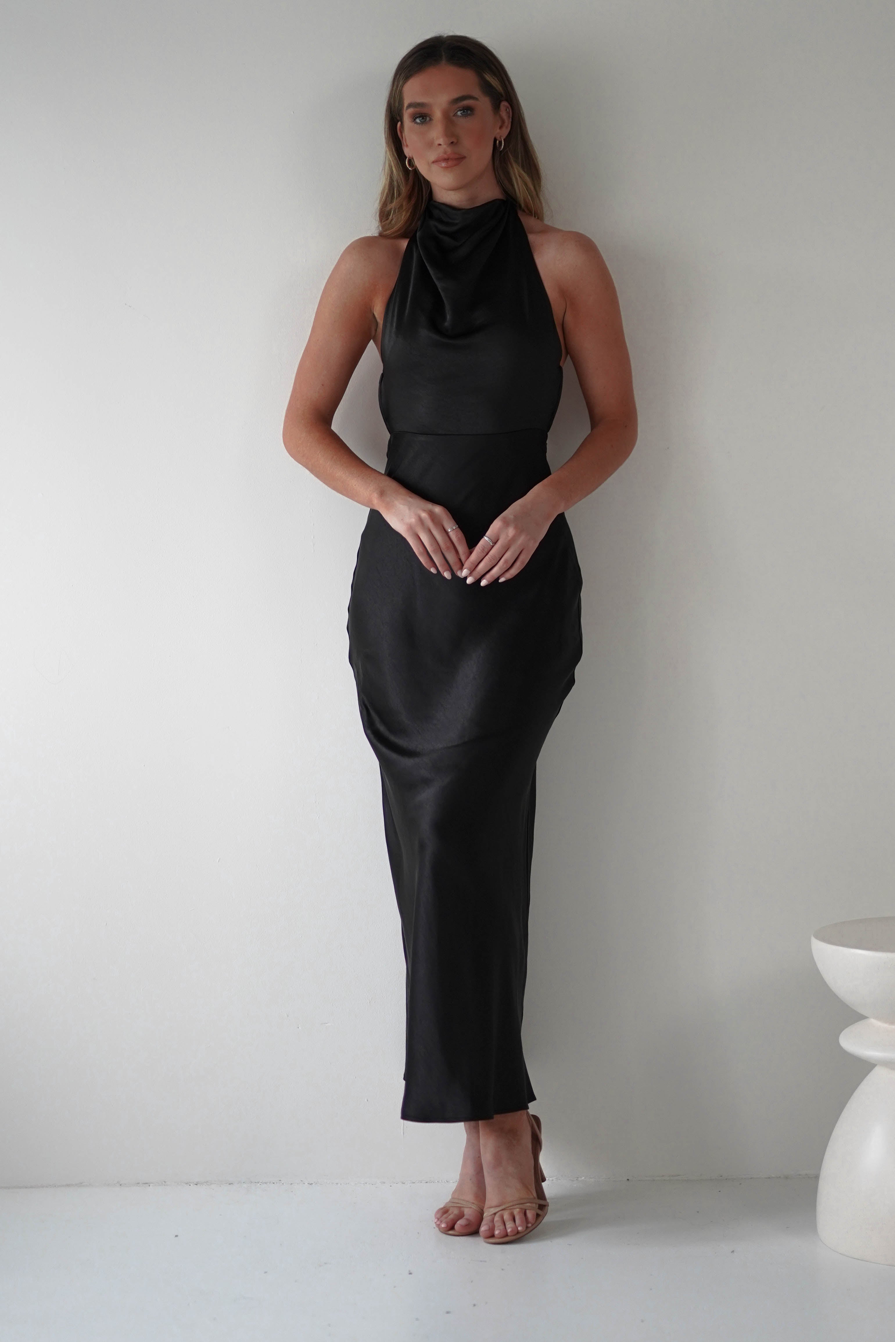 Capriana Pearl Back Maxi Dress Black | Wedding Guest Dress | Maxi | Oh Hello Clothing