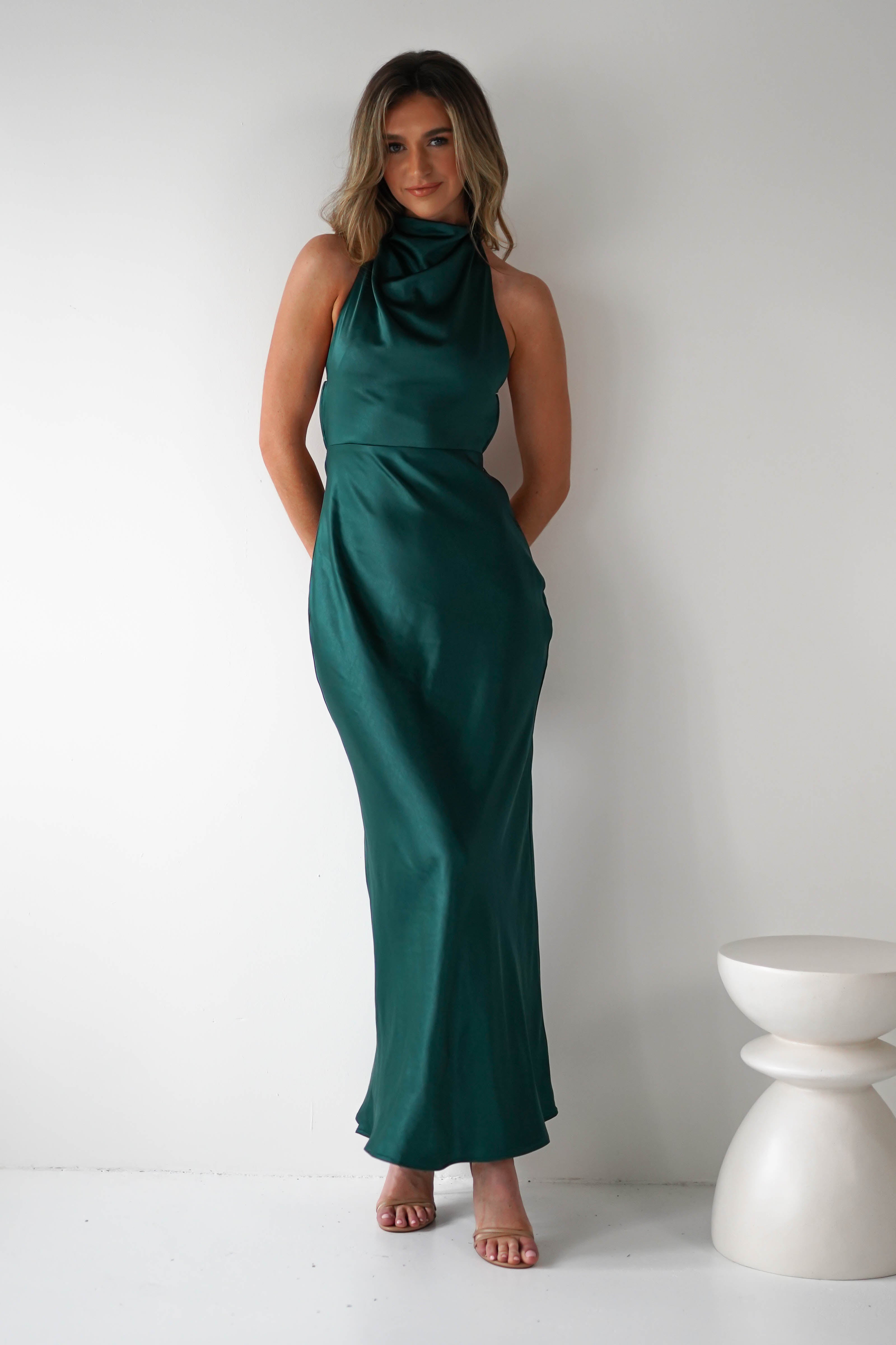 Capriana Pearl Back Maxi Dress Emerald | Wedding Guest Dress | Maxi | Oh Hello Clothing