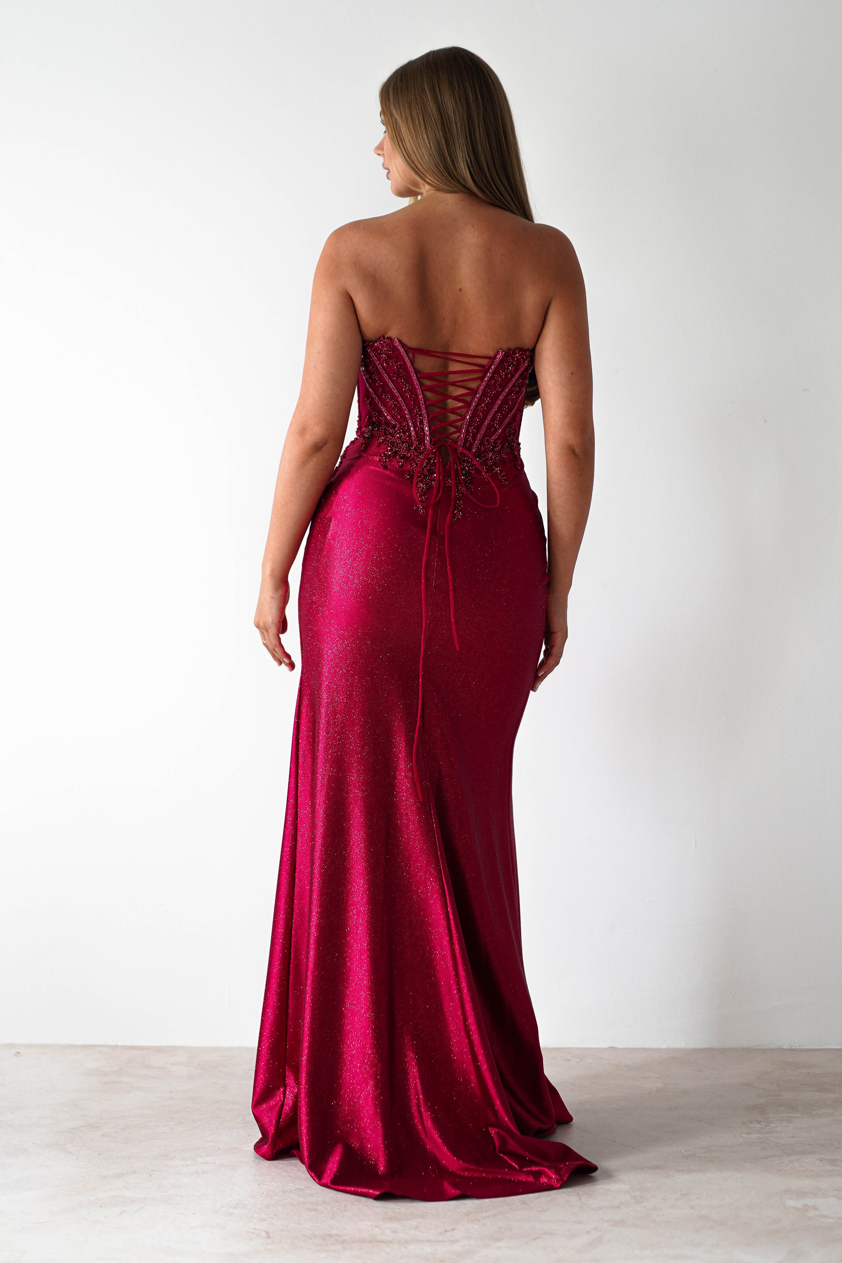 Caspian Embellished Bodycon Gown | Deep Red | Debs & Prom | Formal Gown | Oh Hello Clothing