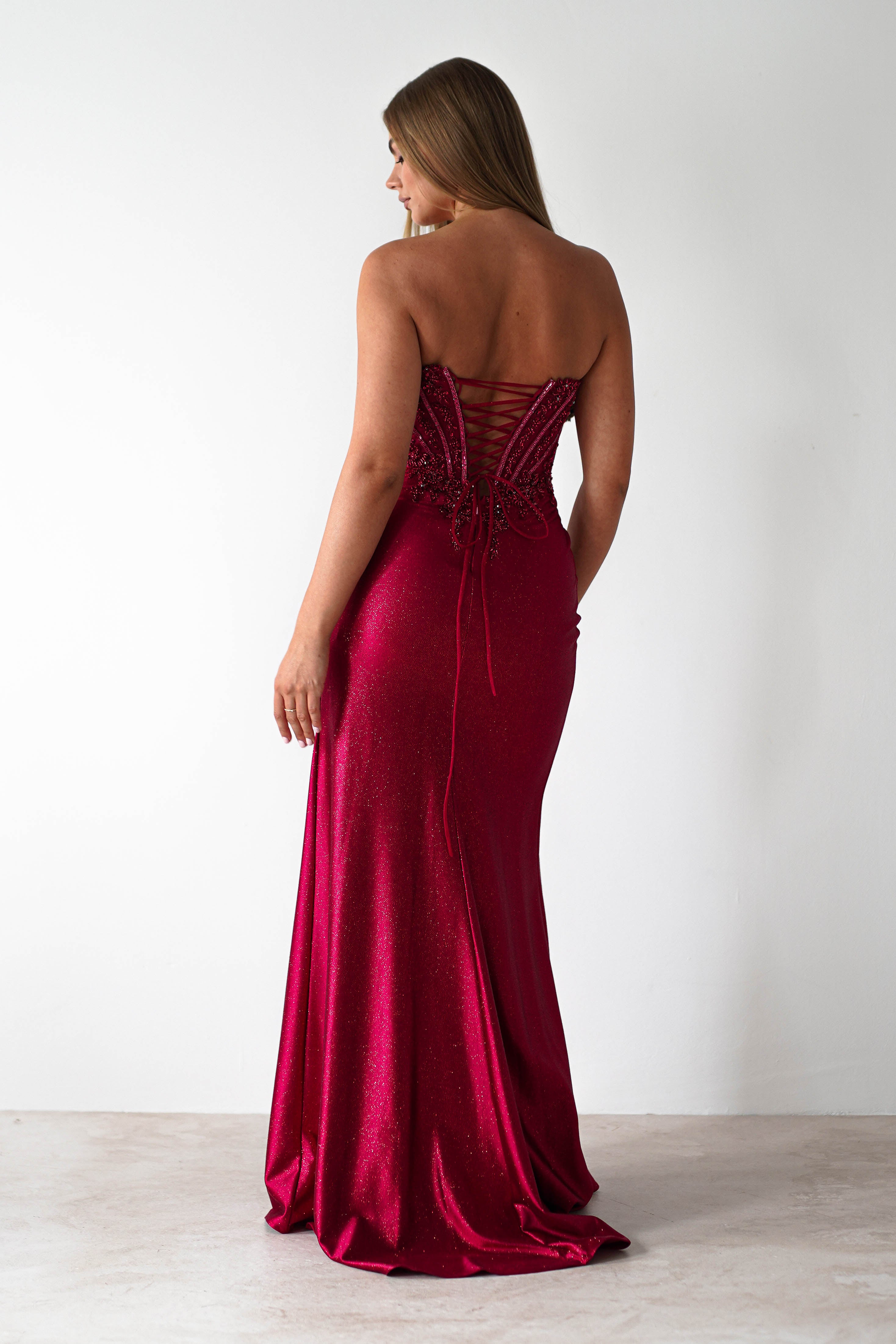 Caspian Embellished Bodycon Gown | Deep Red | Debs & Prom | Formal Gown | Oh Hello Clothing