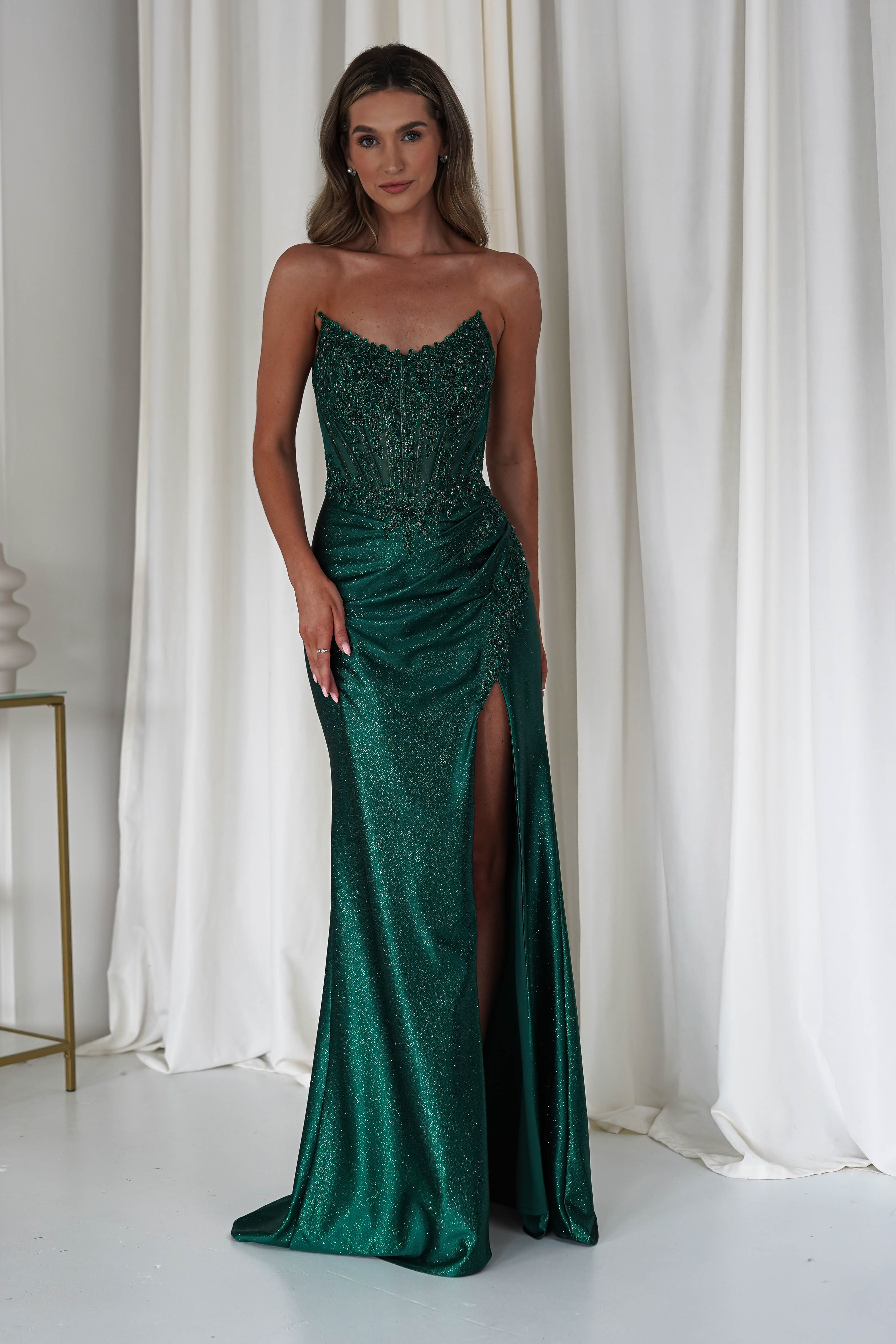 Caspian Embellished Bodycon Gown | Emerald Green | Debs & Prom | Formal Gown | Oh Hello Clothing