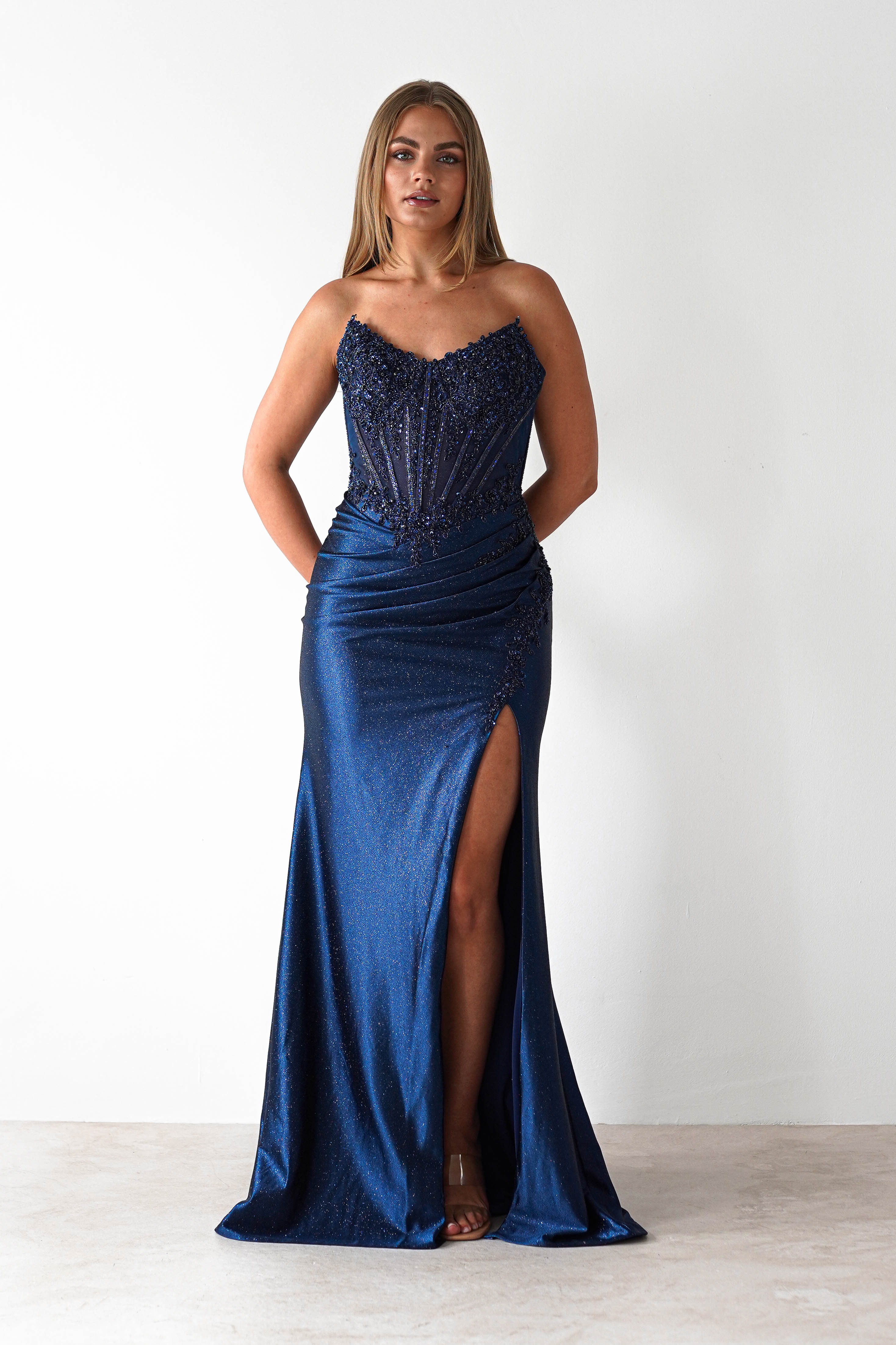Caspian Embellished Bodycon Gown | Navy | Debs & Prom | Formal Gown | Oh Hello Clothing
