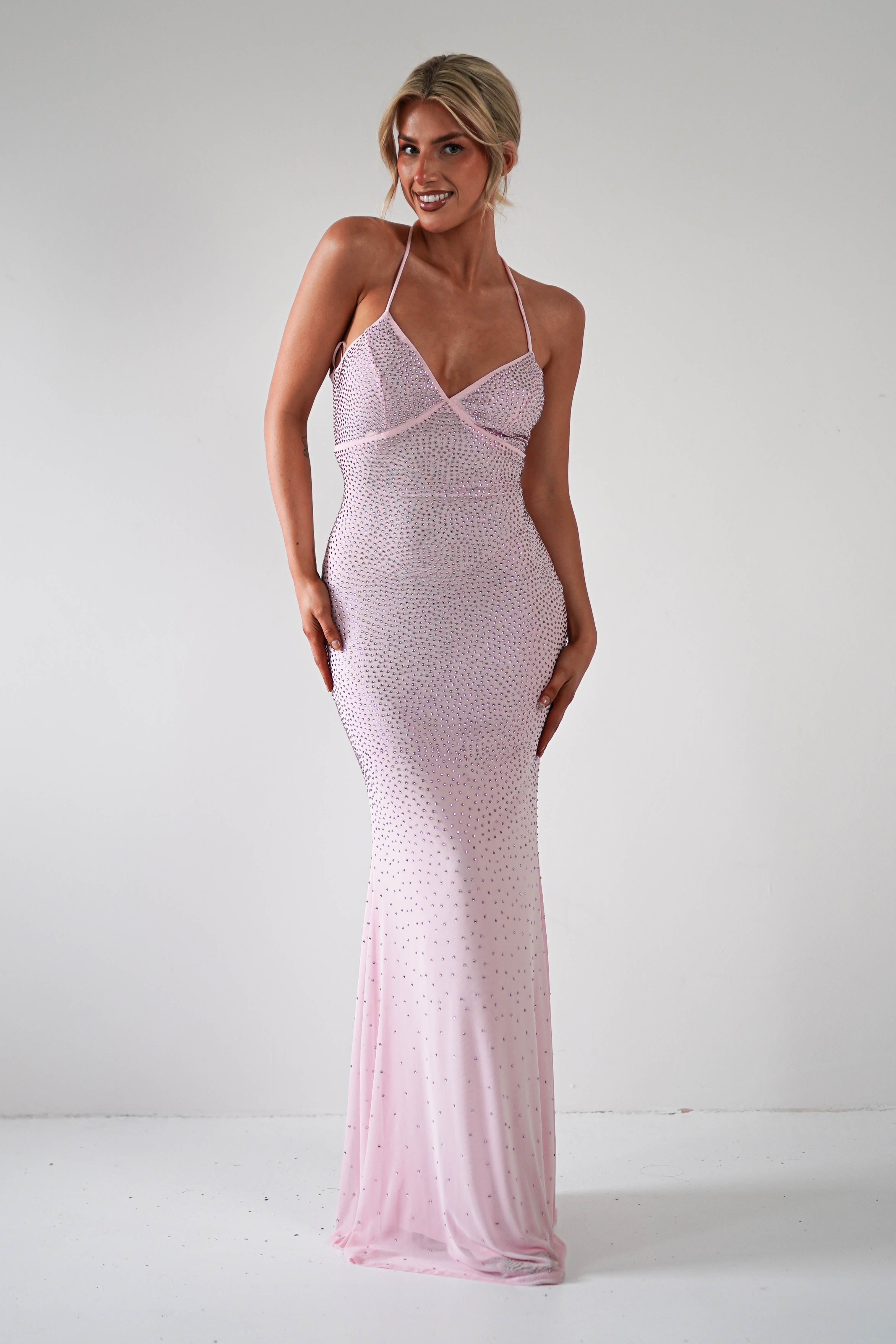 Cataleya Rhinestone Bodycon Gown | Pink | Debs & Prom | Formal Gown | Oh Hello Clothing