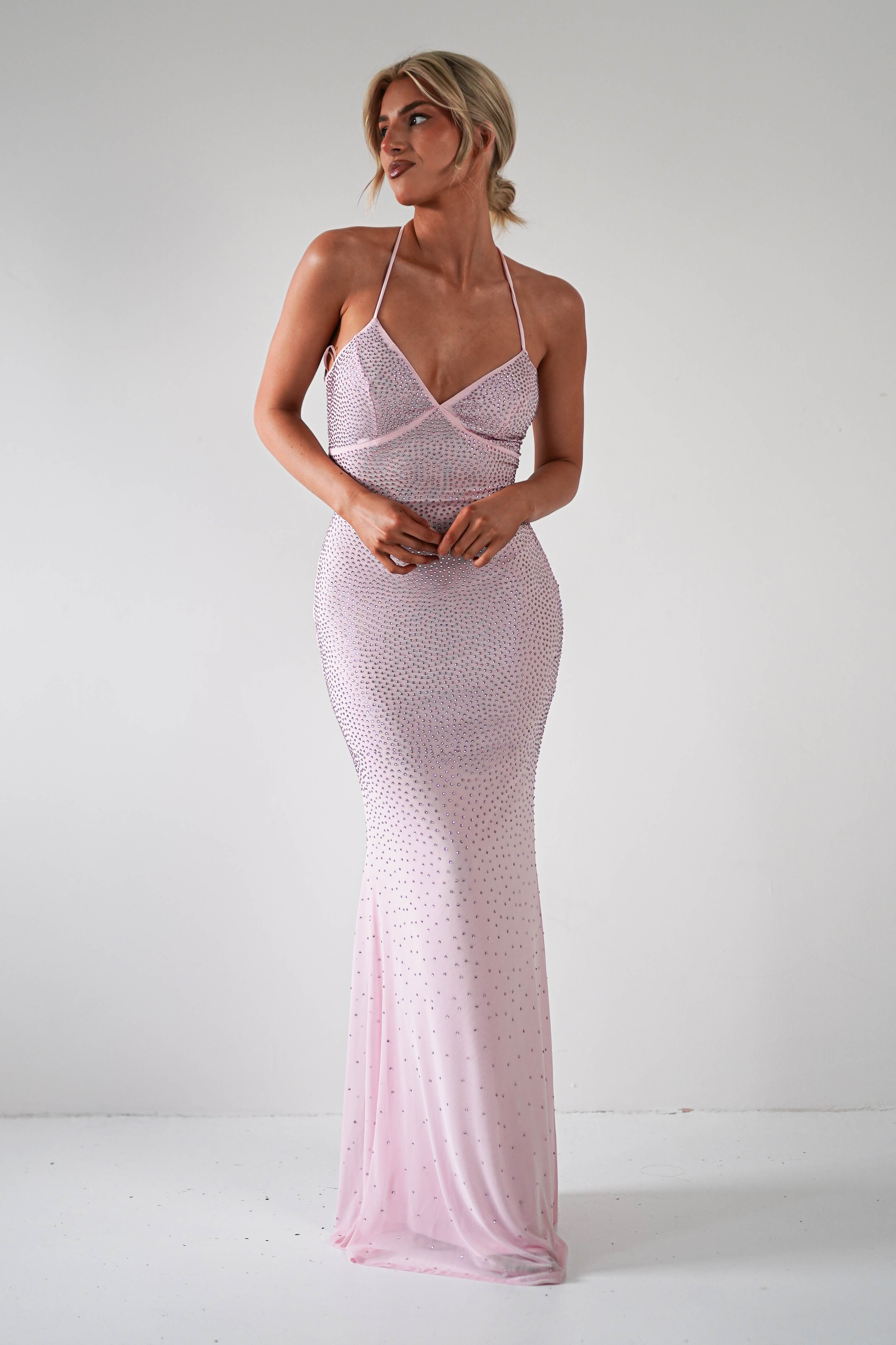 Cataleya Rhinestone Bodycon Gown | Pink | Debs & Prom | Formal Gown | Oh Hello Clothing
