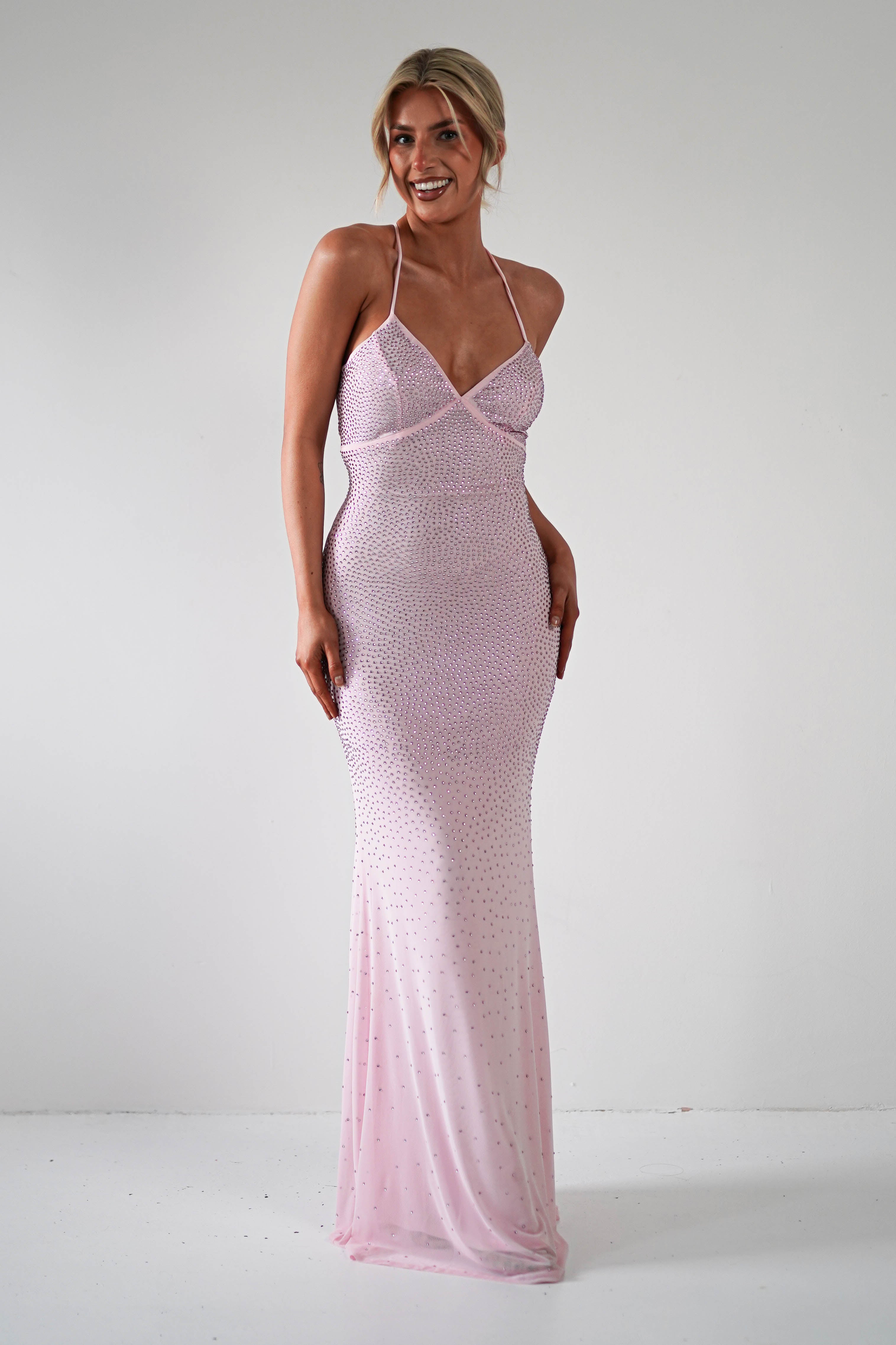 Cataleya Rhinestone Bodycon Gown | Pink | Debs & Prom | Formal Gown | Oh Hello Clothing