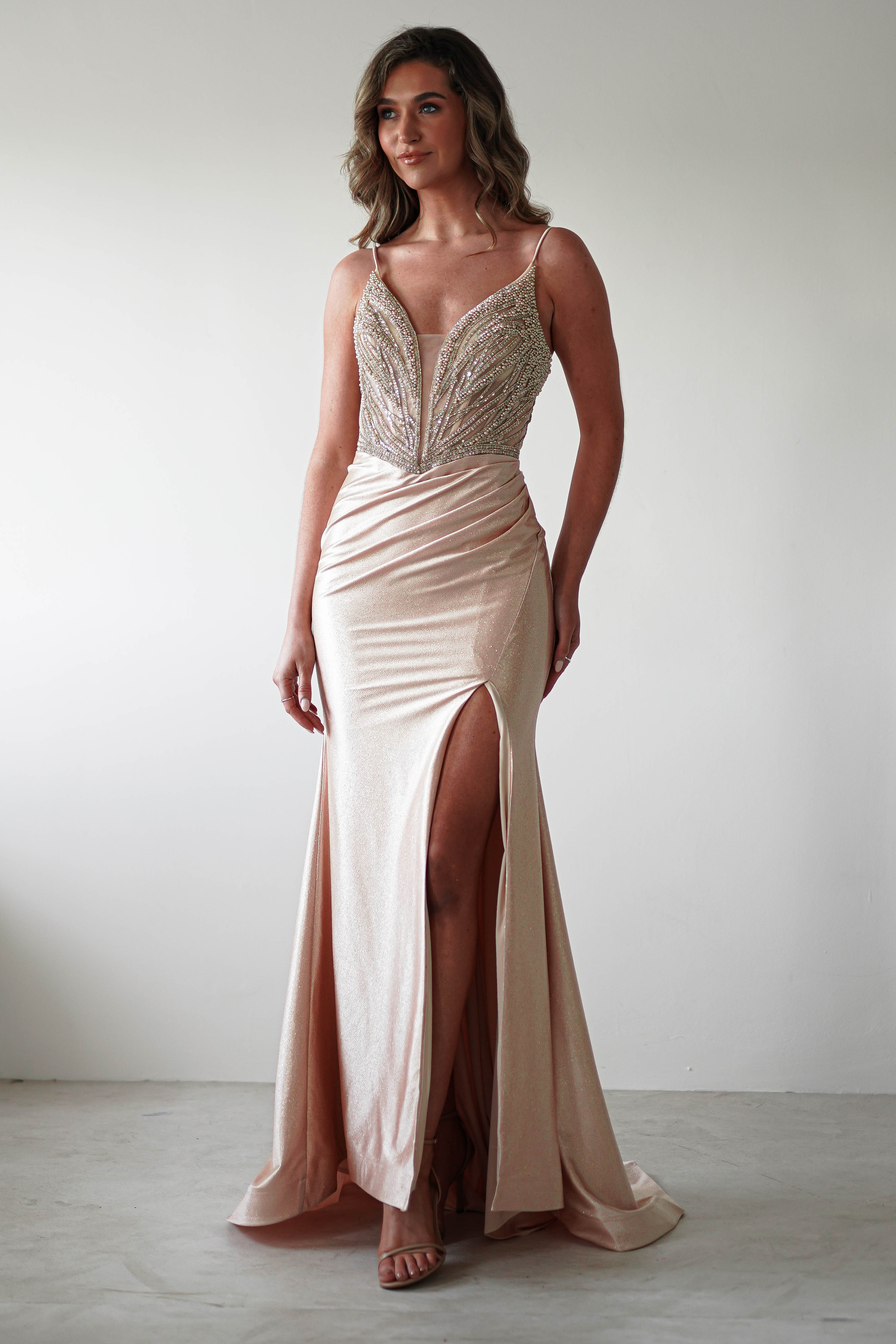 Tiah Glitter Embellished Gown | Gold | Debs & Prom | Formal Gown | Oh Hello Clothing
