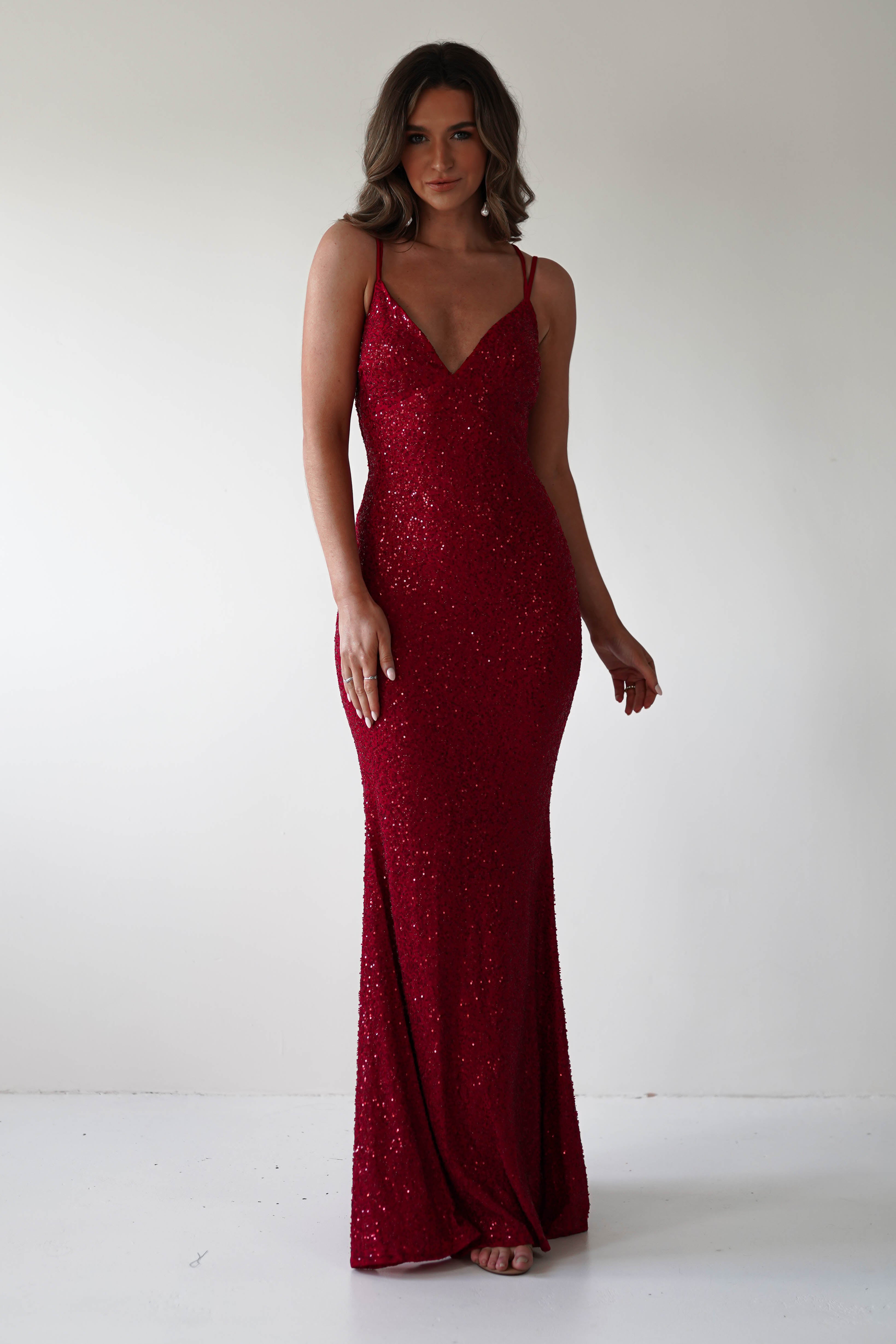 Nina Beaded Bodycon Gown | Red | Debs & Prom | Formal Gown | Oh Hello Clothing