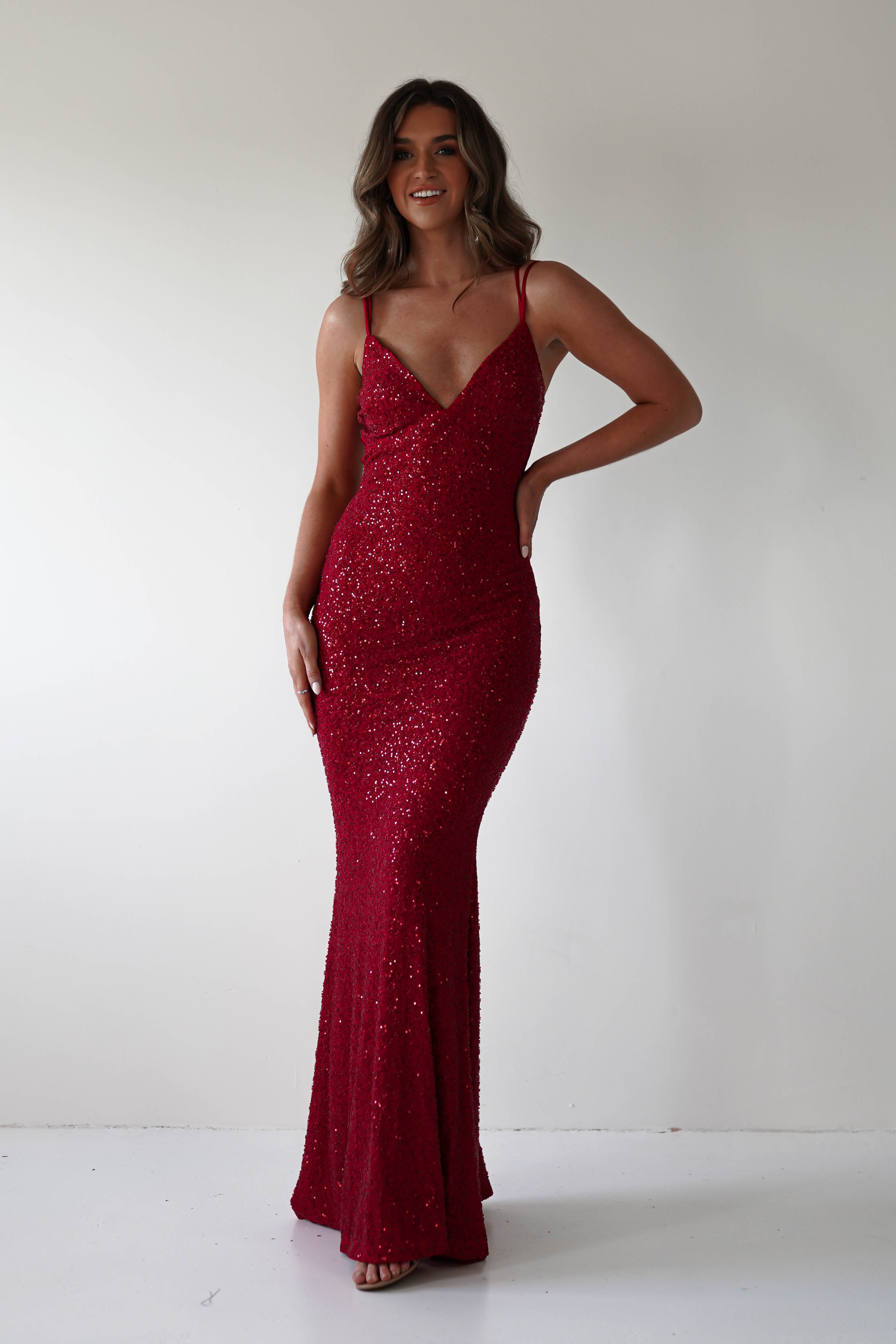 Nina Beaded Bodycon Gown | Red | Debs & Prom | Formal Gown | Oh Hello Clothing