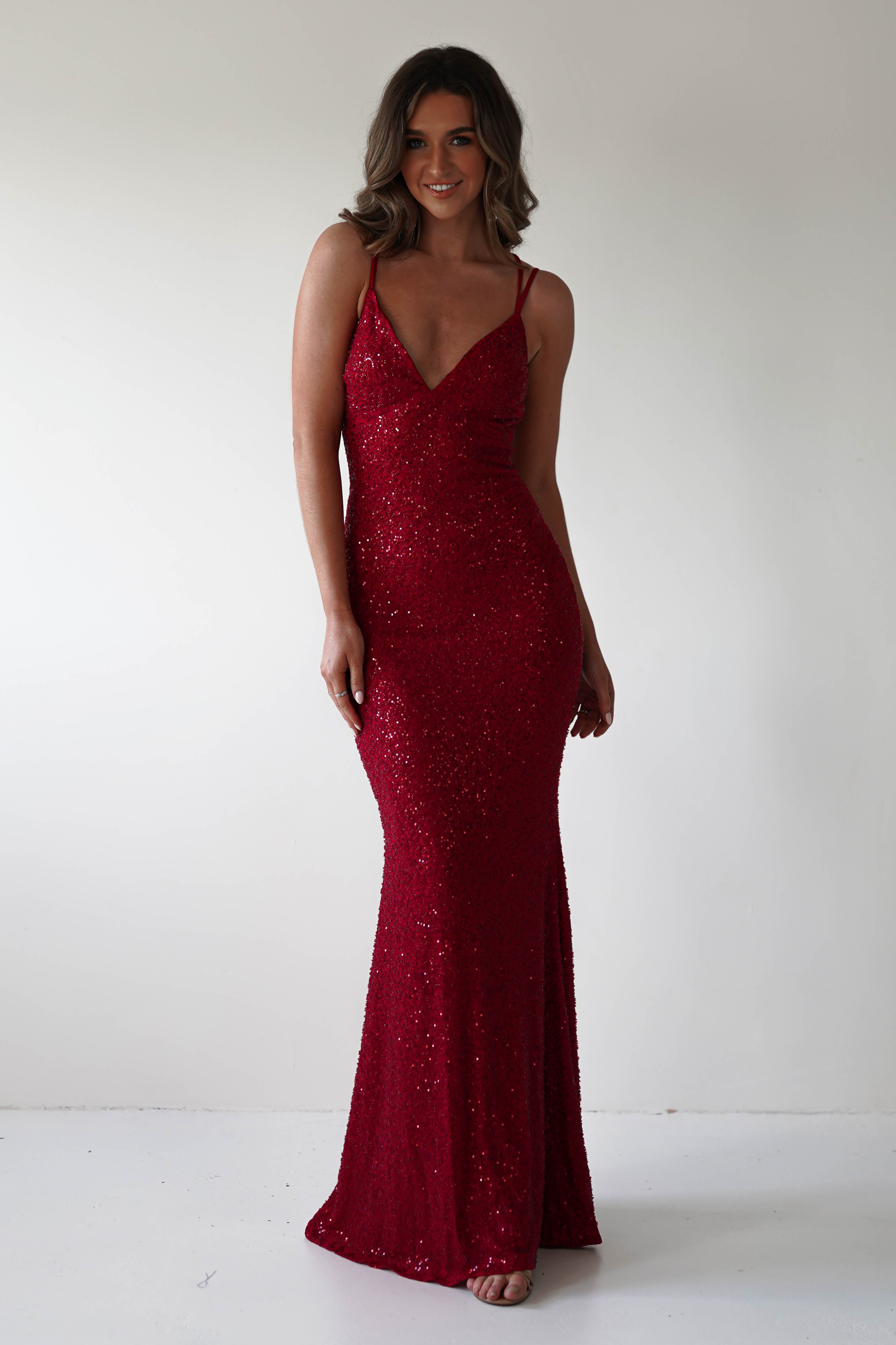 Nina Beaded Bodycon Gown | Red | Debs & Prom | Formal Gown | Oh Hello Clothing