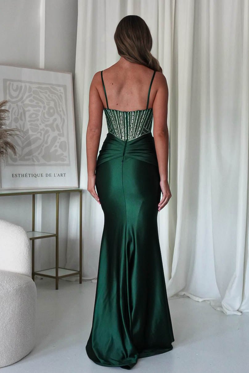 Vera Embellished Bodycon Gown | Emerald Green | Debs & Prom | Formal Gown | Oh Hello Clothing
