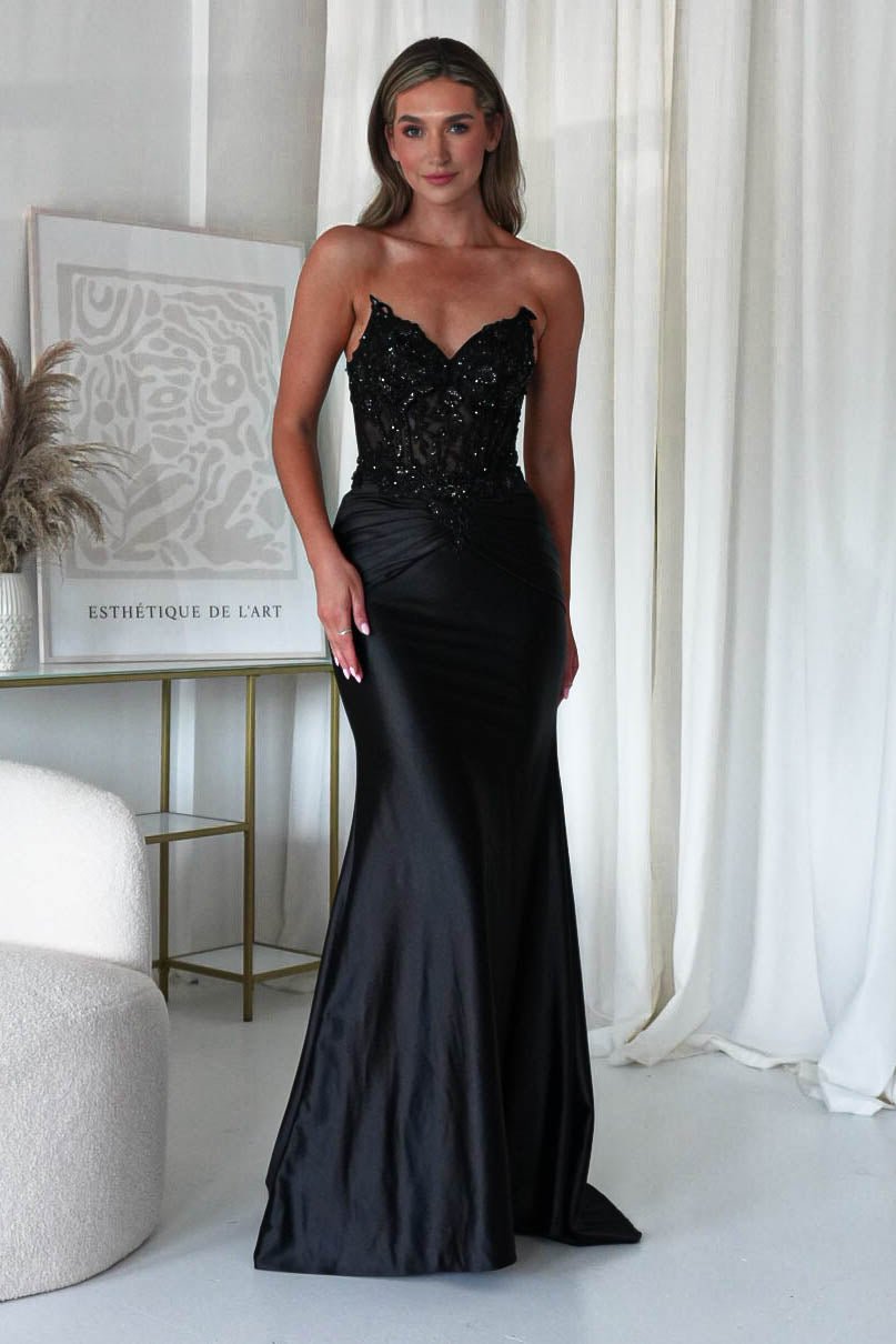 Raquel Bodycon Embellished Gown | Black | Debs & Prom | Formal Gown | Oh Hello Clothing