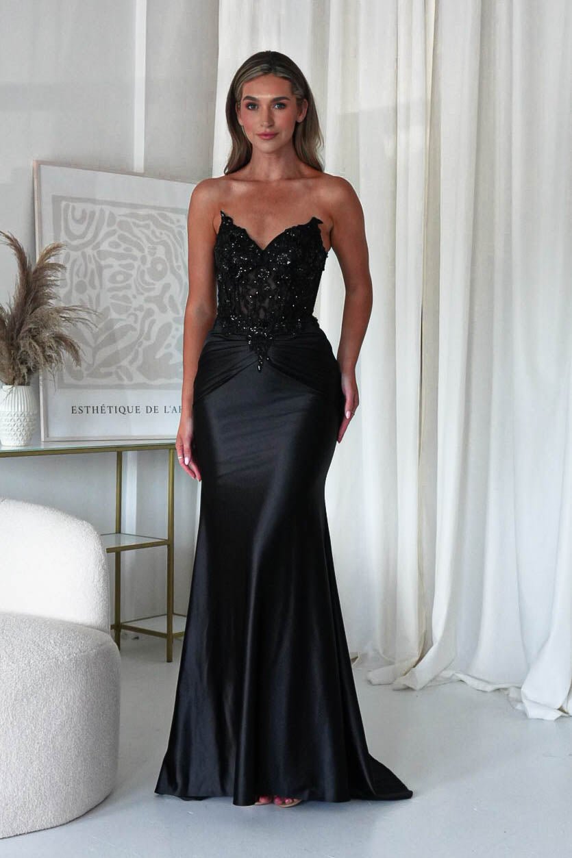 Raquel Bodycon Embellished Gown | Black | Debs & Prom | Formal Gown | Oh Hello Clothing