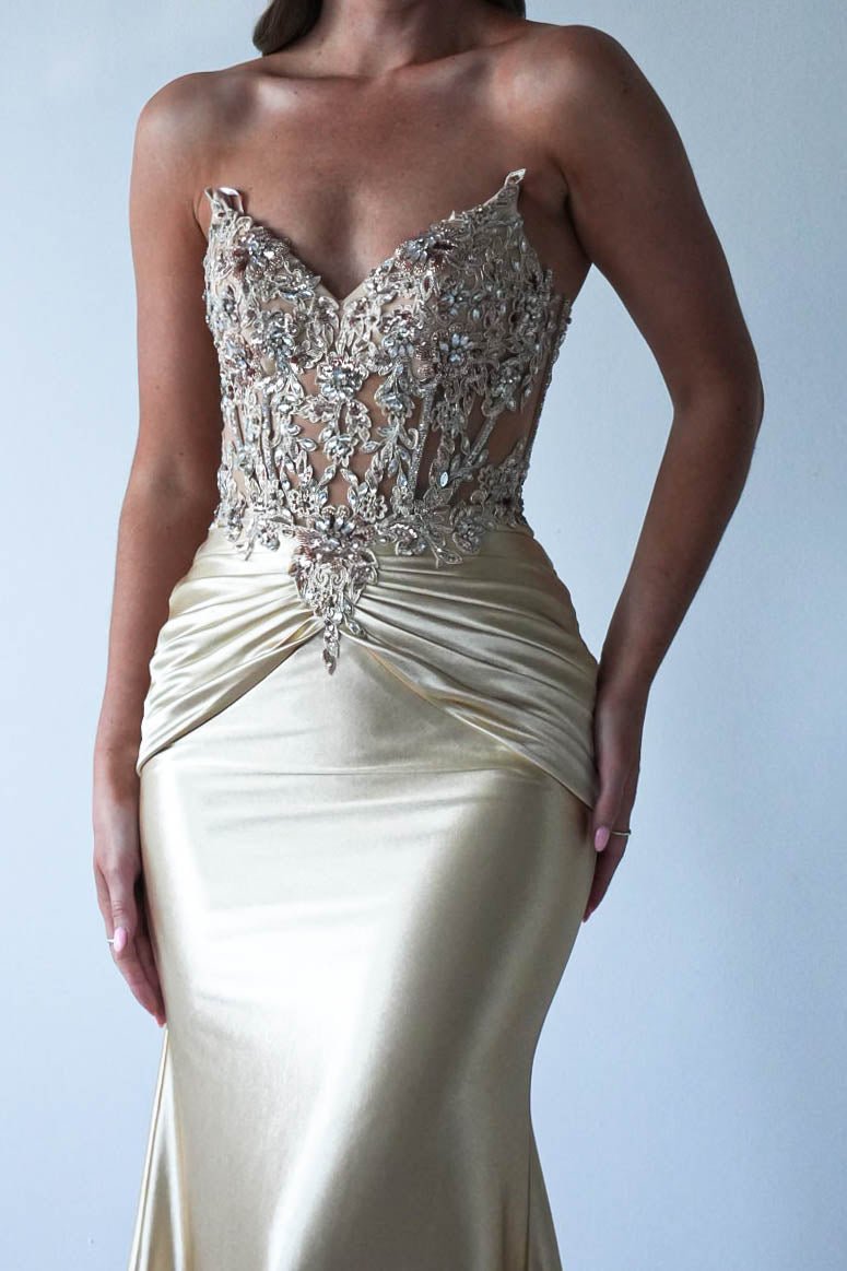 Raquel Bodycon Embellished Gown | Gold | Debs & Prom | Formal Gown | Oh Hello Clothing
