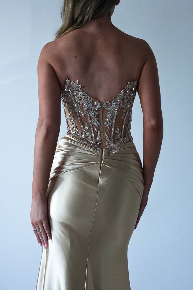 Raquel Bodycon Embellished Gown | Gold | Debs & Prom | Formal Gown | Oh Hello Clothing