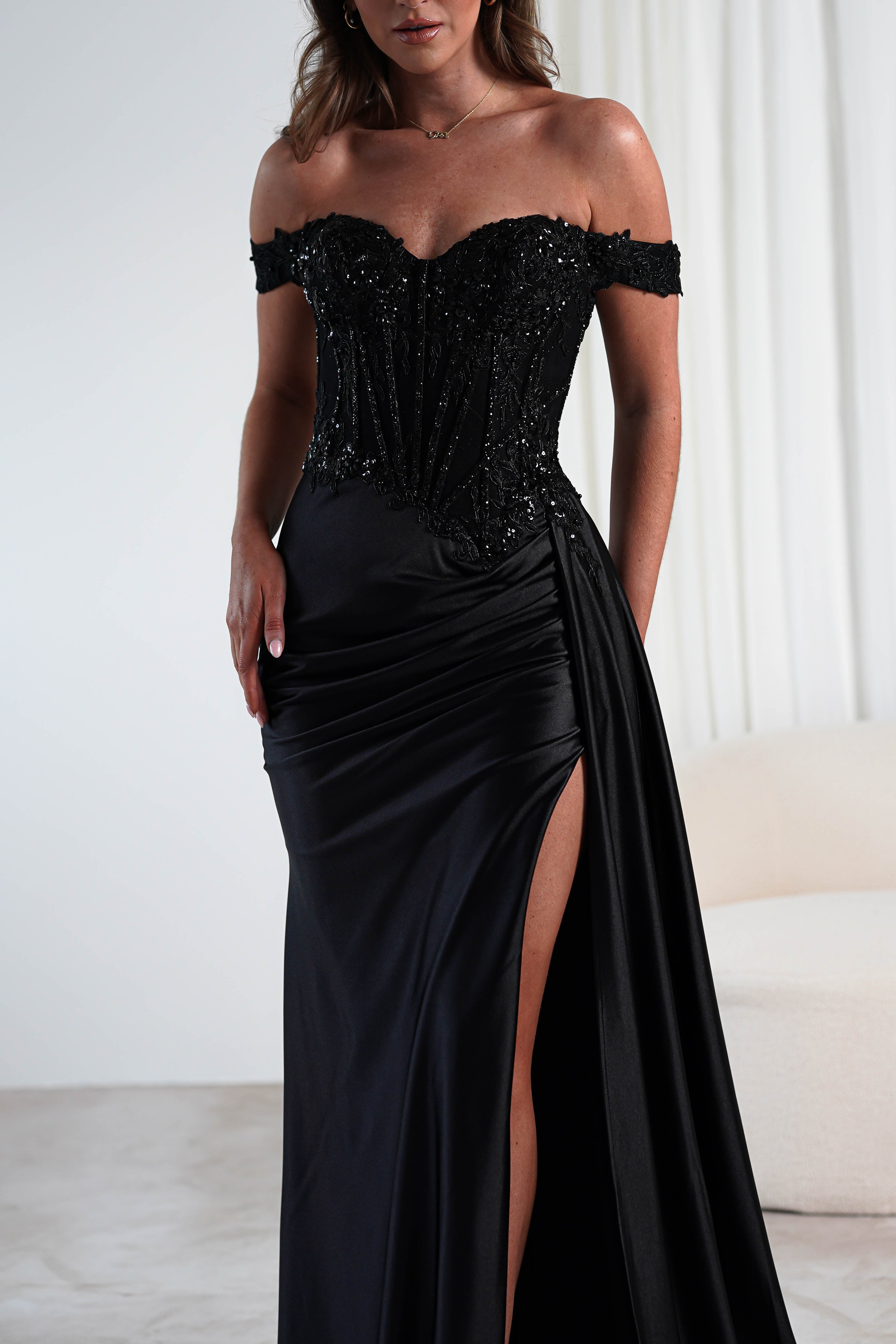 Marsela Lace Bodice Gown | Black | Debs & Prom | Formal Gown | Oh Hello Clothing