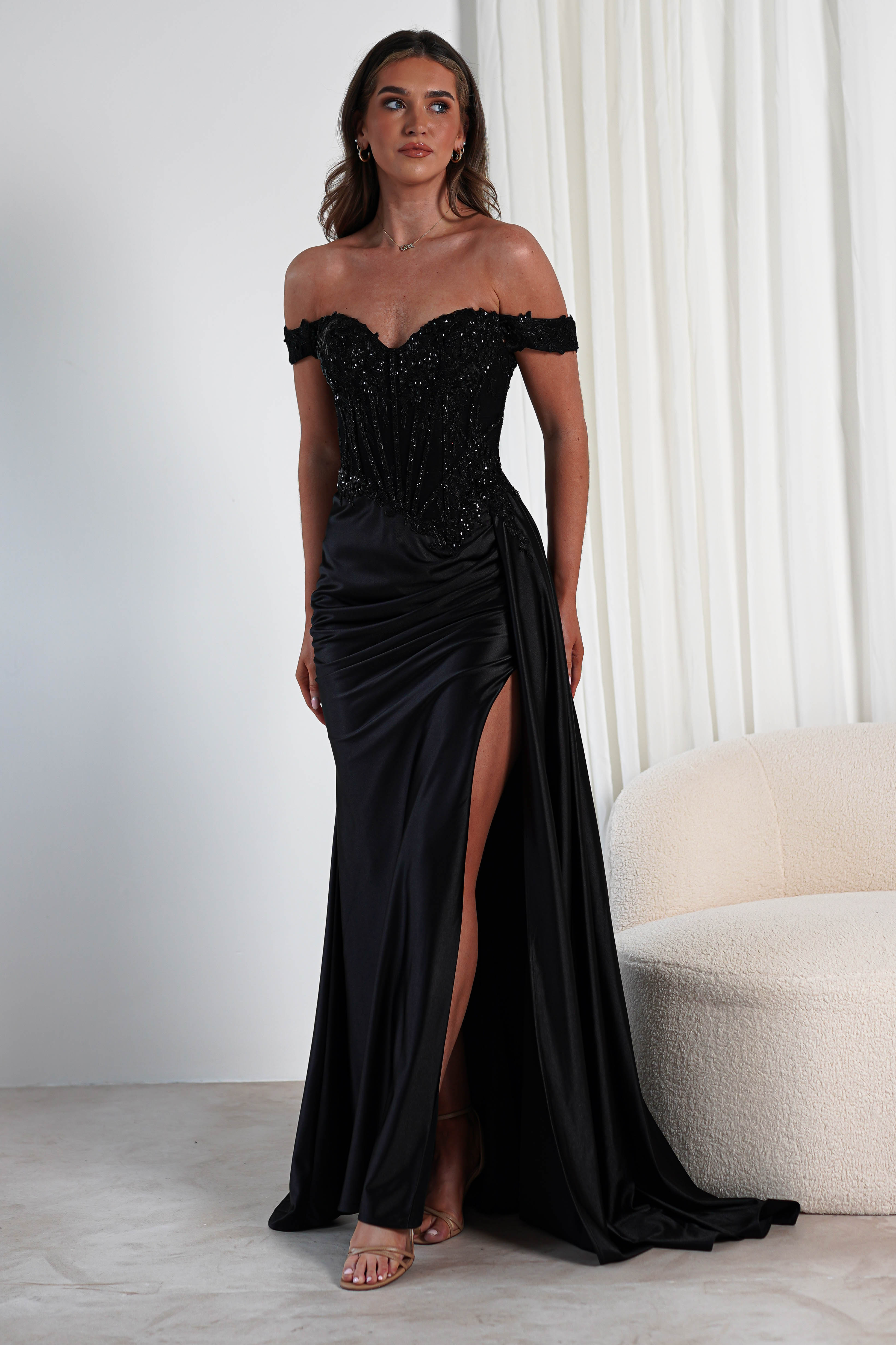 Marsela Lace Bodice Gown | Black | Debs & Prom | Formal Gown | Oh Hello Clothing