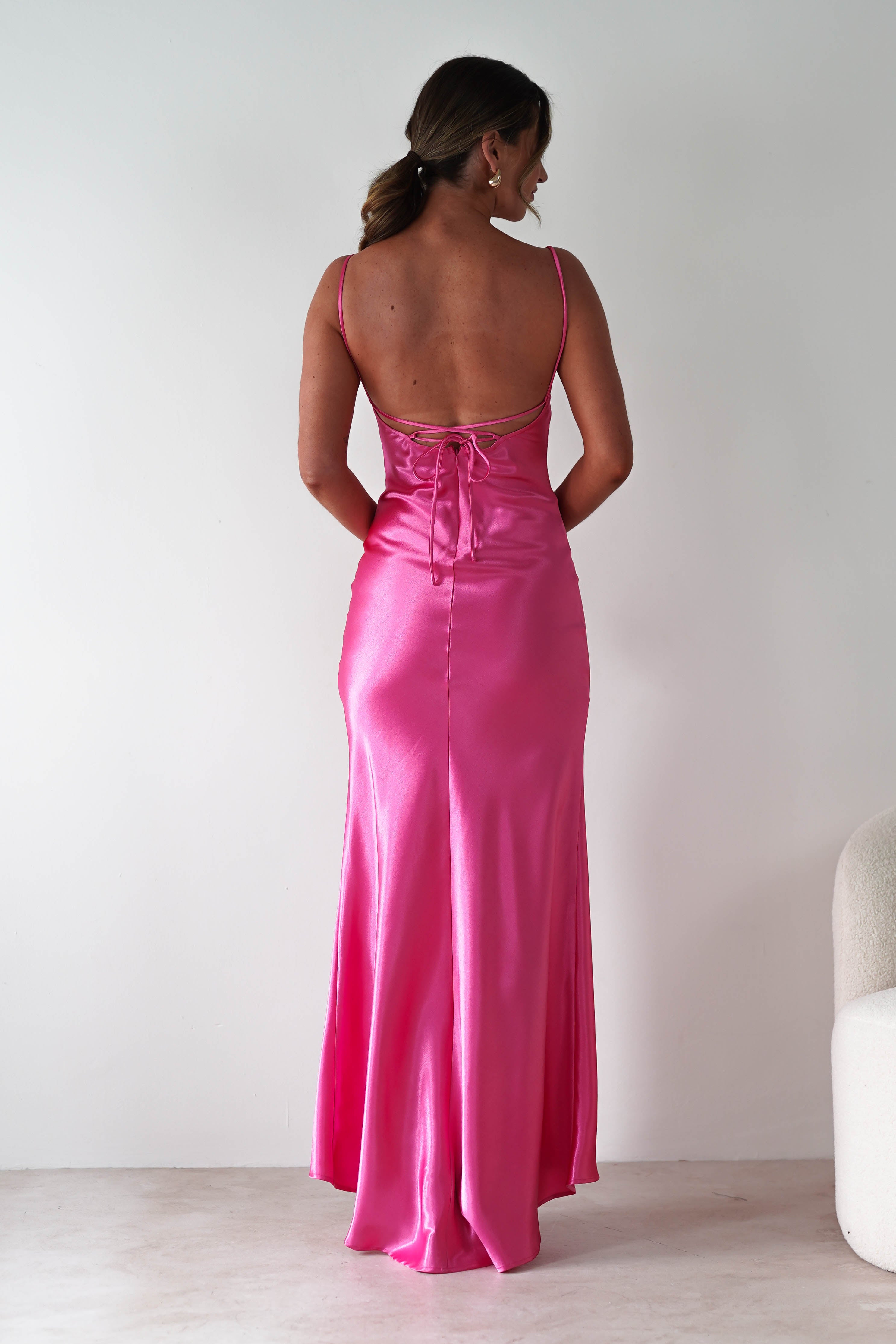 Celinee Satin Maxi Gown | Hot Pink | Debs & Prom | Formal Gown | Oh Hello Clothing