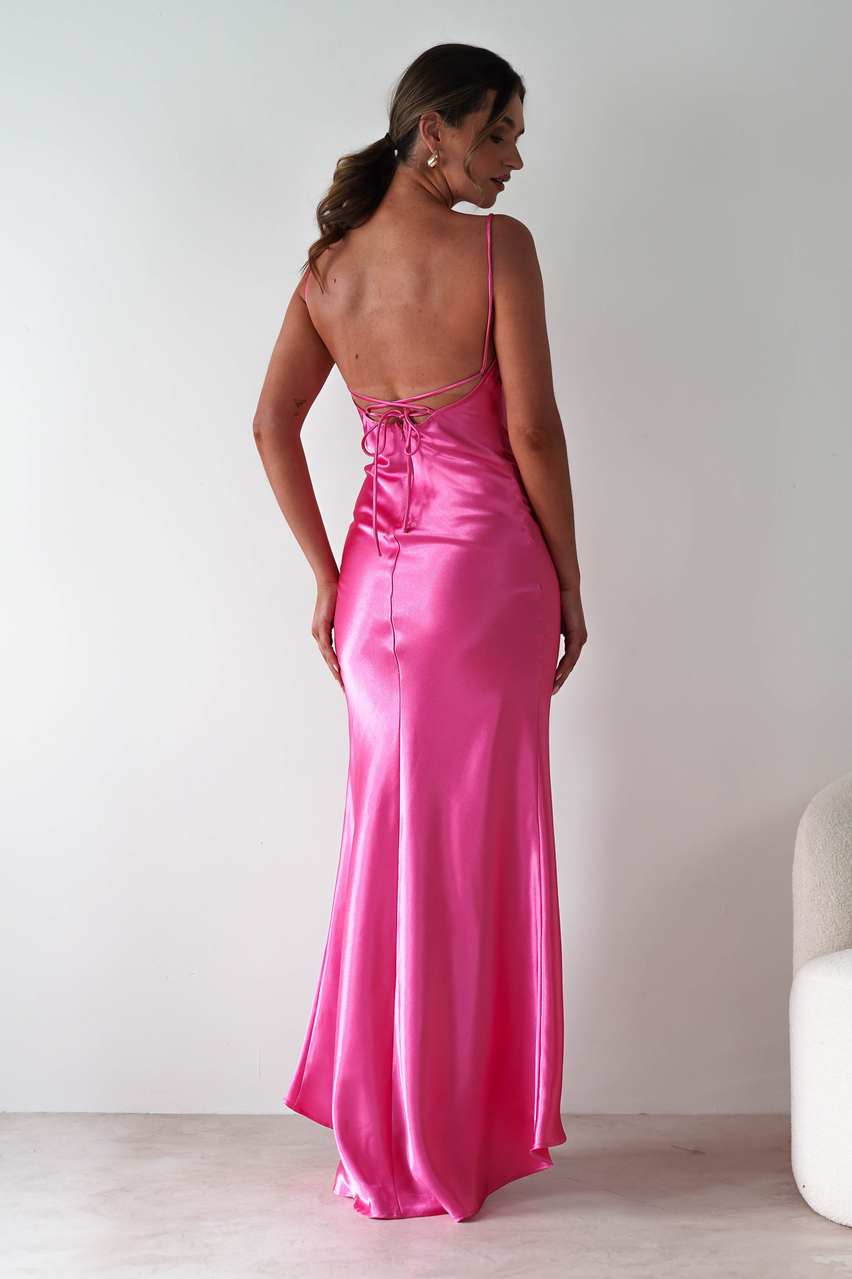 Celinee Satin Maxi Gown | Hot Pink | Debs & Prom | Formal Gown | Oh Hello Clothing