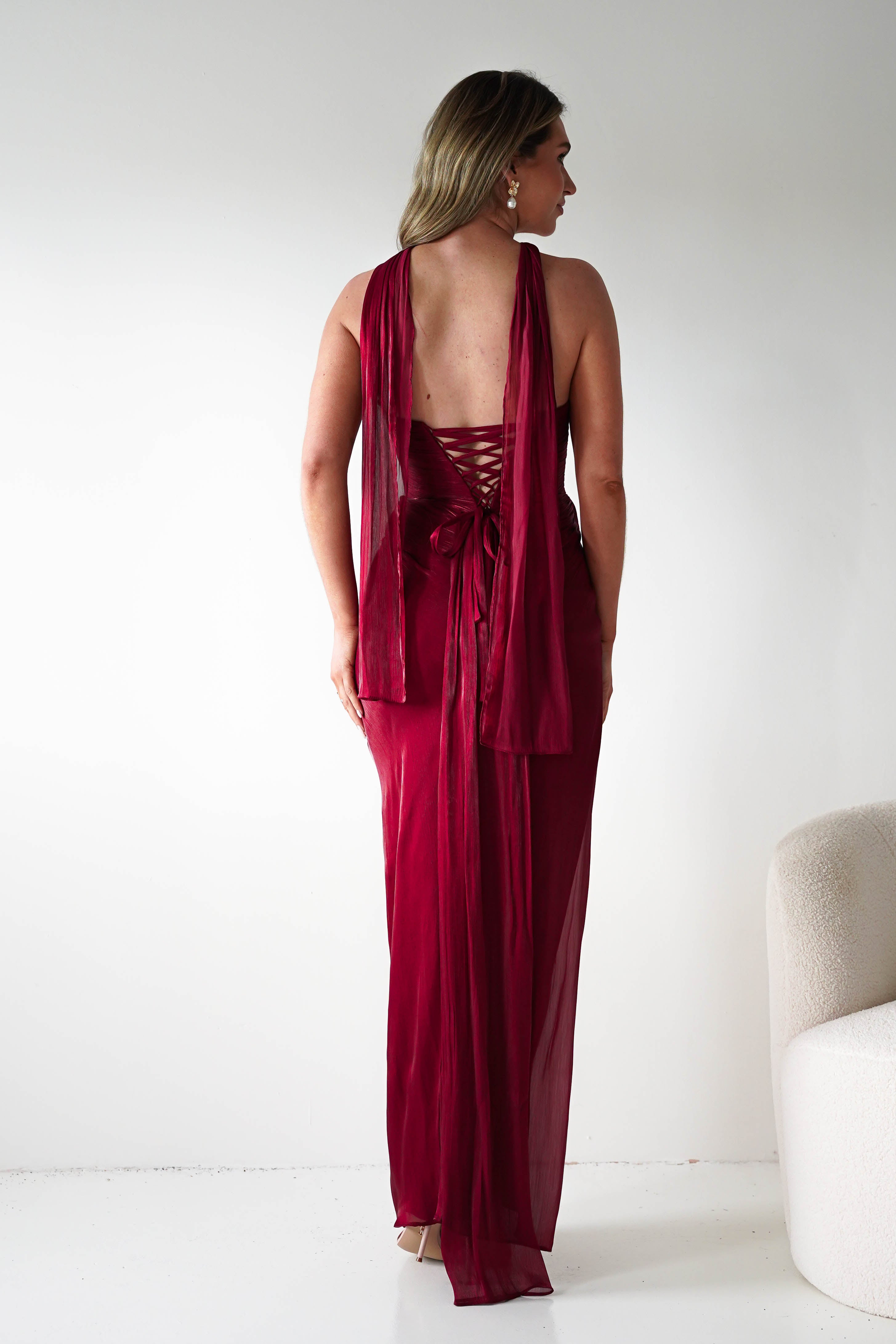 Oh Hello Clothing Women > Clothing > Dresses 1*DONE -CINDERALLA-CD411-BURGUNDY GOWN WITH MATCHING SCARF