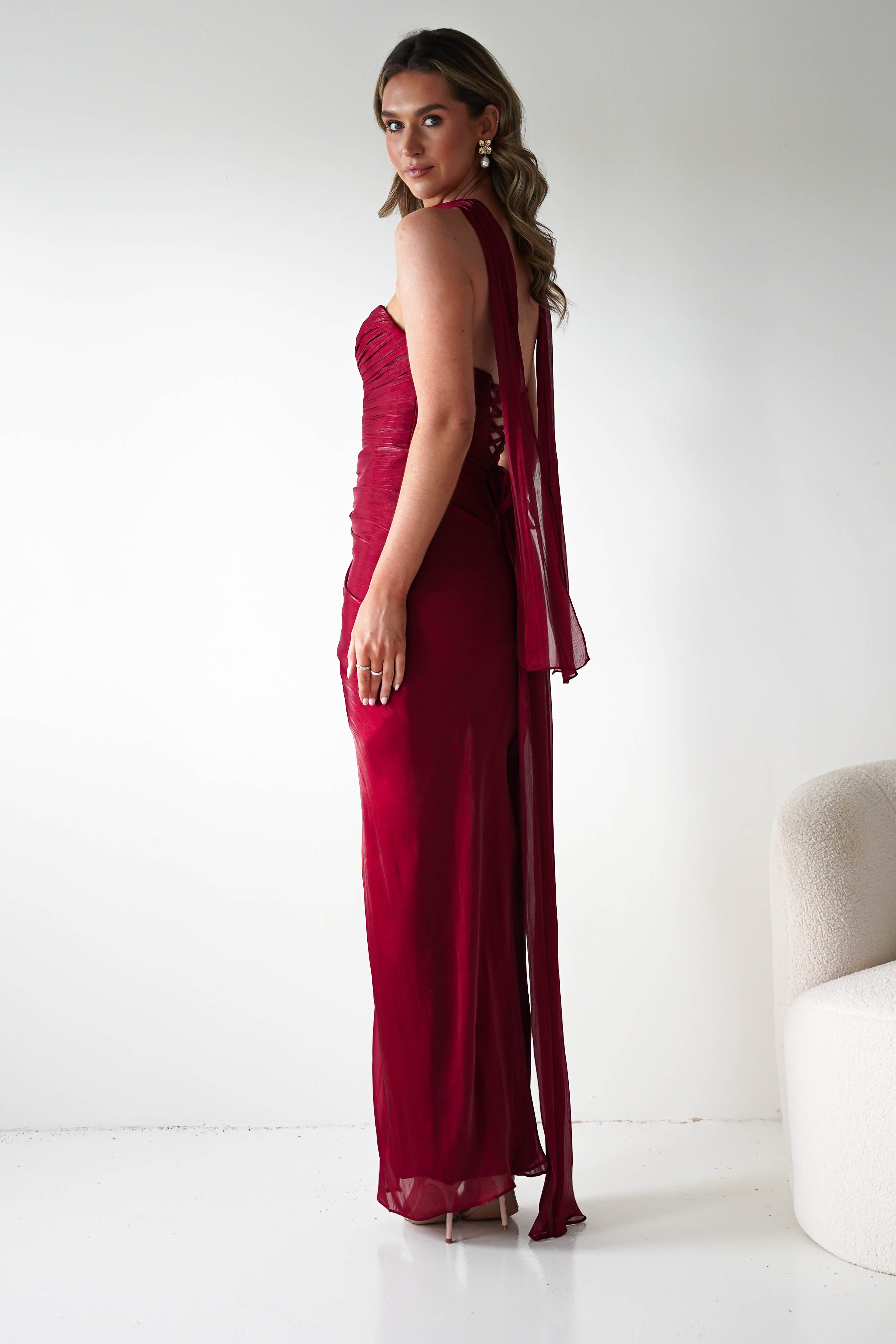 Oh Hello Clothing Women > Clothing > Dresses 1*DONE -CINDERALLA-CD411-BURGUNDY GOWN WITH MATCHING SCARF