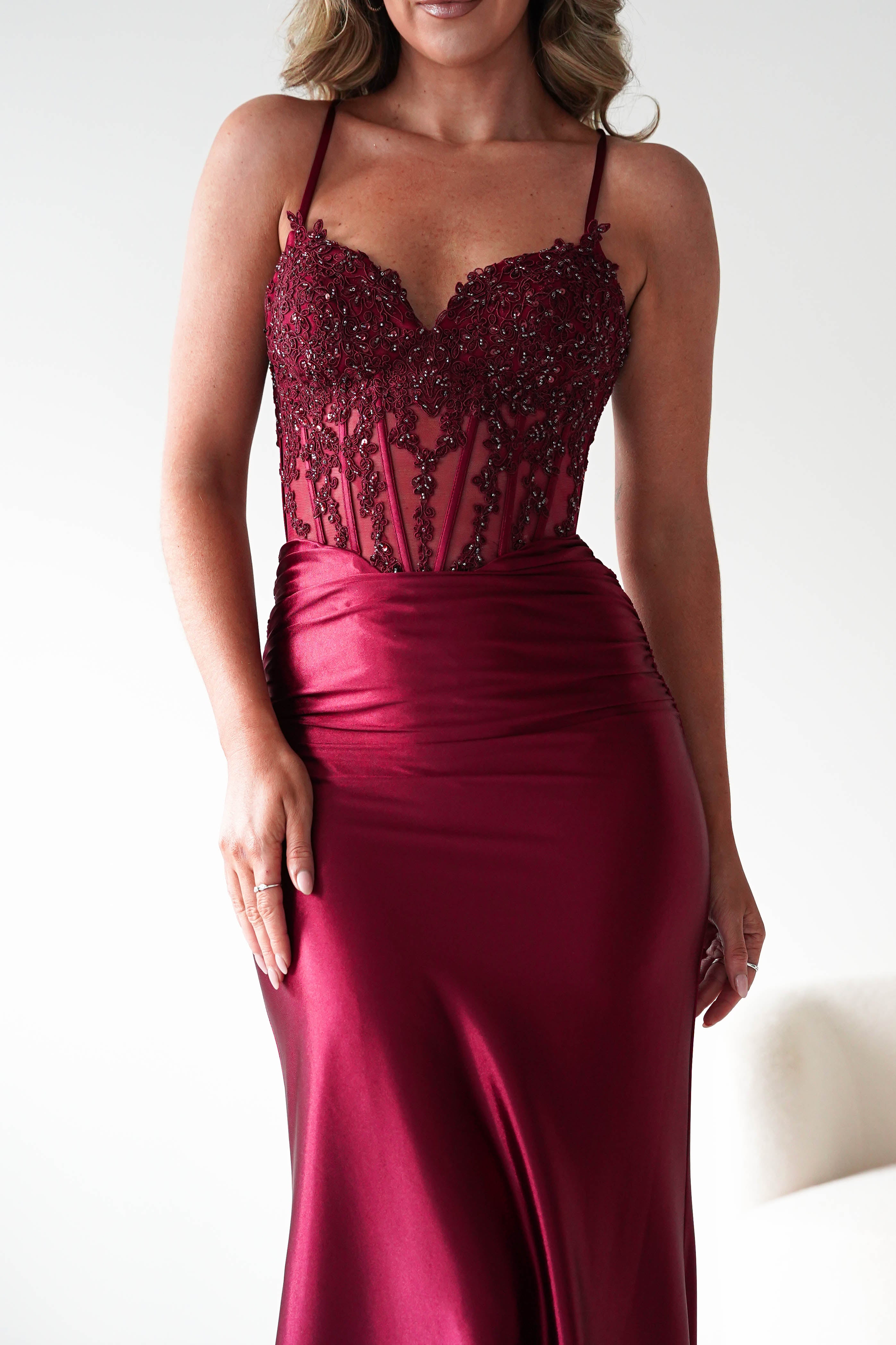 Oh Hello Clothing Dresses 1*DONE - Cinderalla- Embellished Corset Evening Gown x4 colours- Burgundy