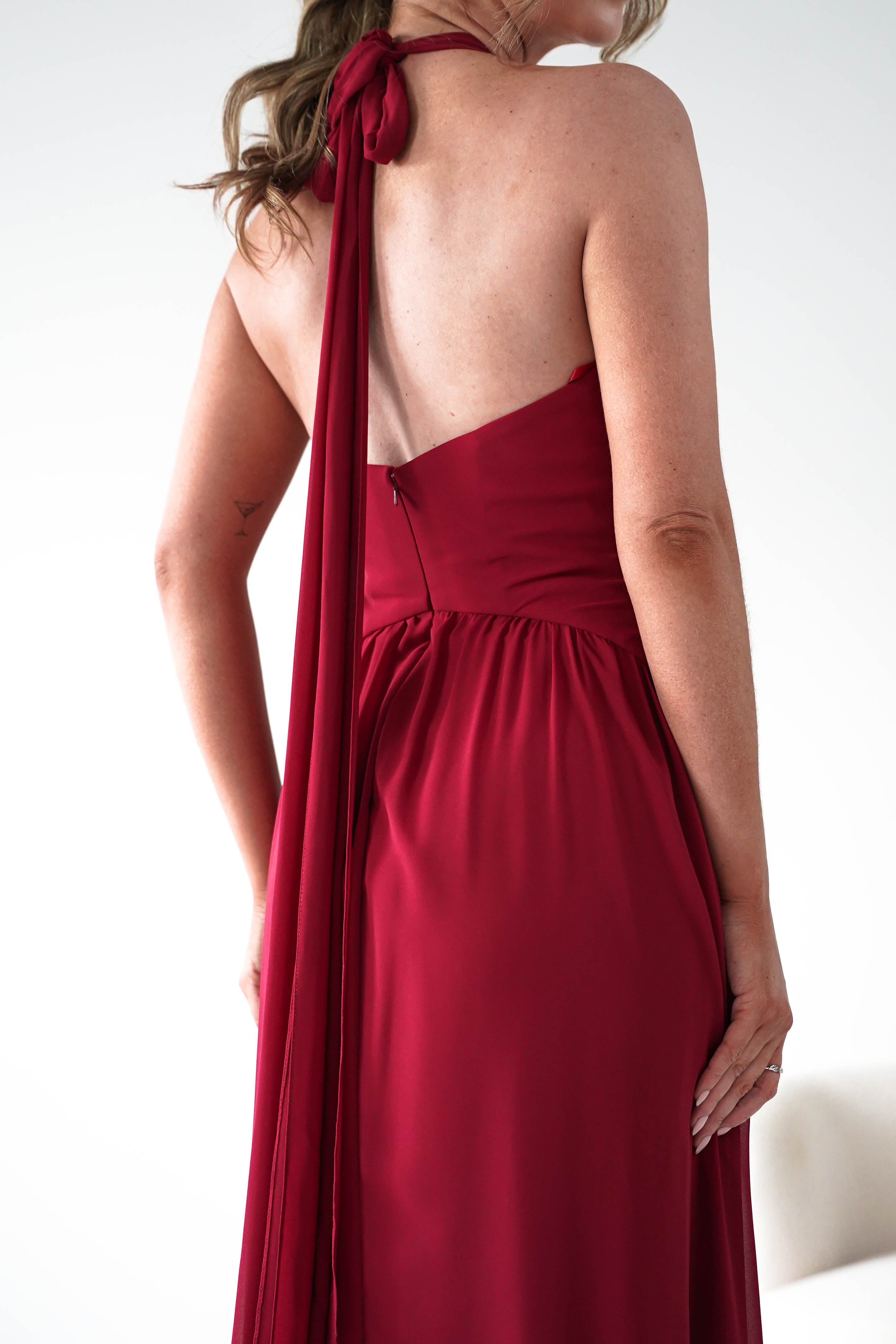 Oh Hello Clothing Dresses 1*DONE -CINDERALLA-T715 BURGUNDY FLOWY DRESS (Copy)
