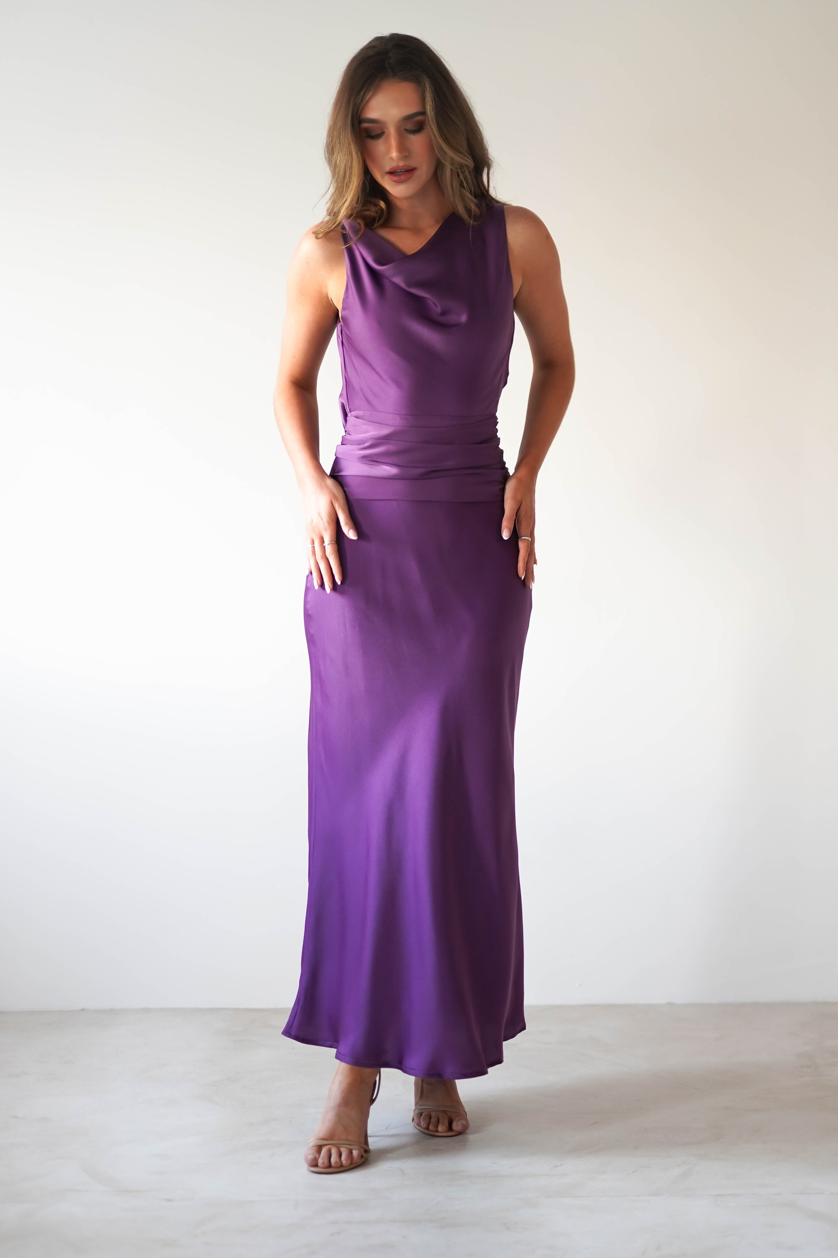 River Backless Maxi Dress Deep Purple | Wedding Guest Dress | Backless | Maxi | Oh Hello Clothing