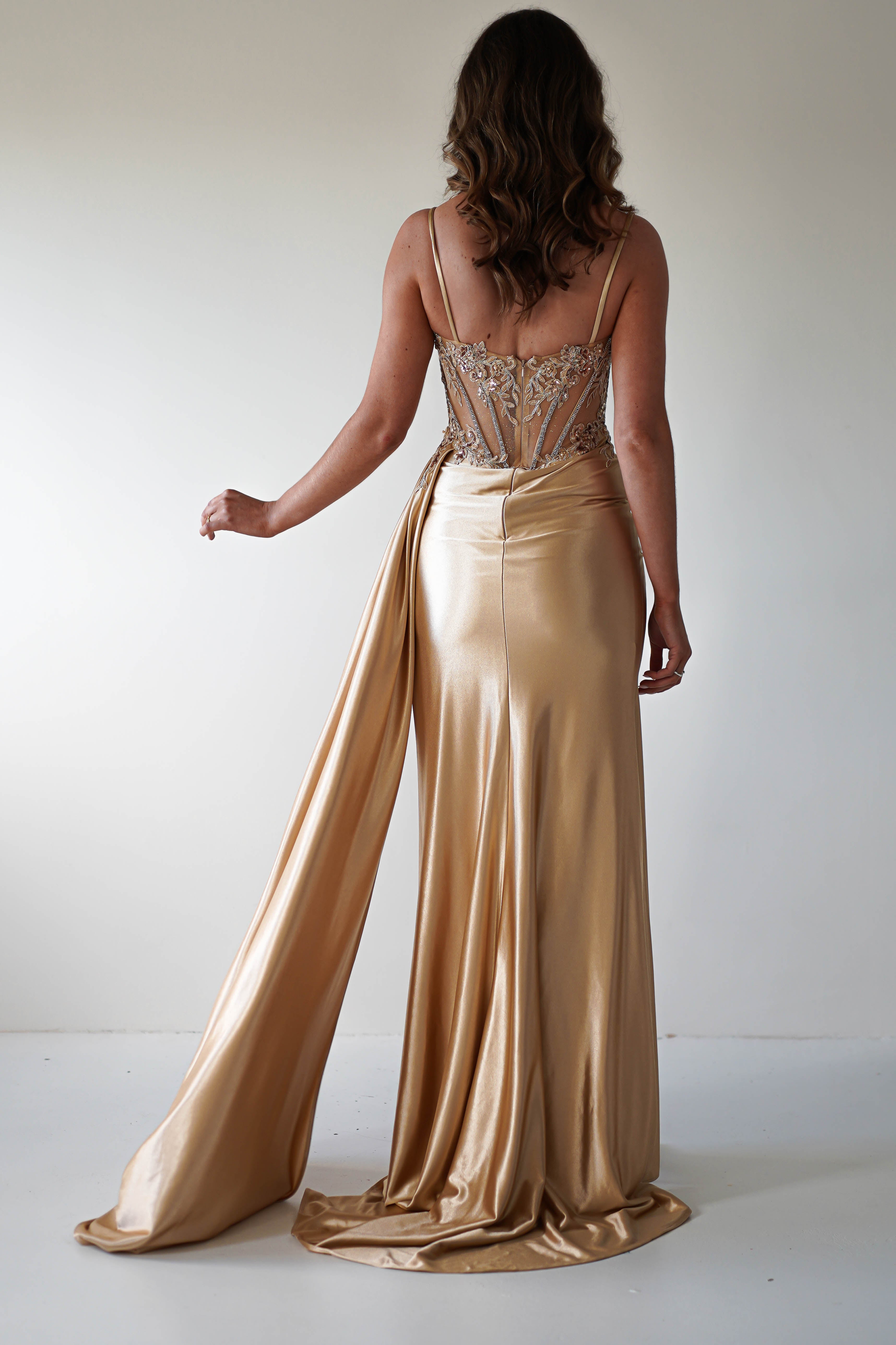 Diva Embellished Corset Gown | Gold | Debs & Prom | Formal Gown | Oh Hello Clothing